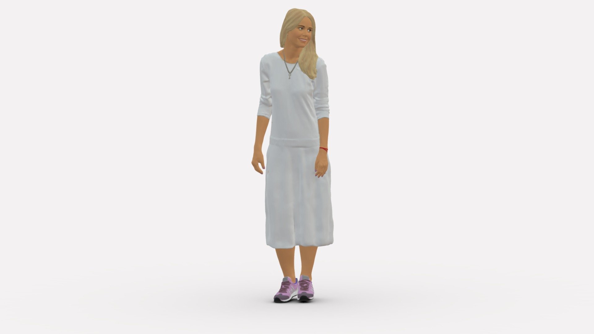 Girl In White Dress 2162 3d model