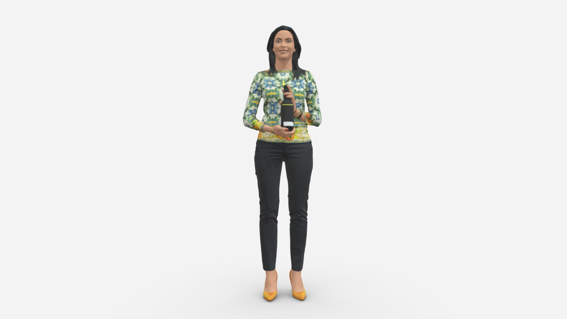 Barwoma In Blouse Alco Bottle In Hands 0944 3d model