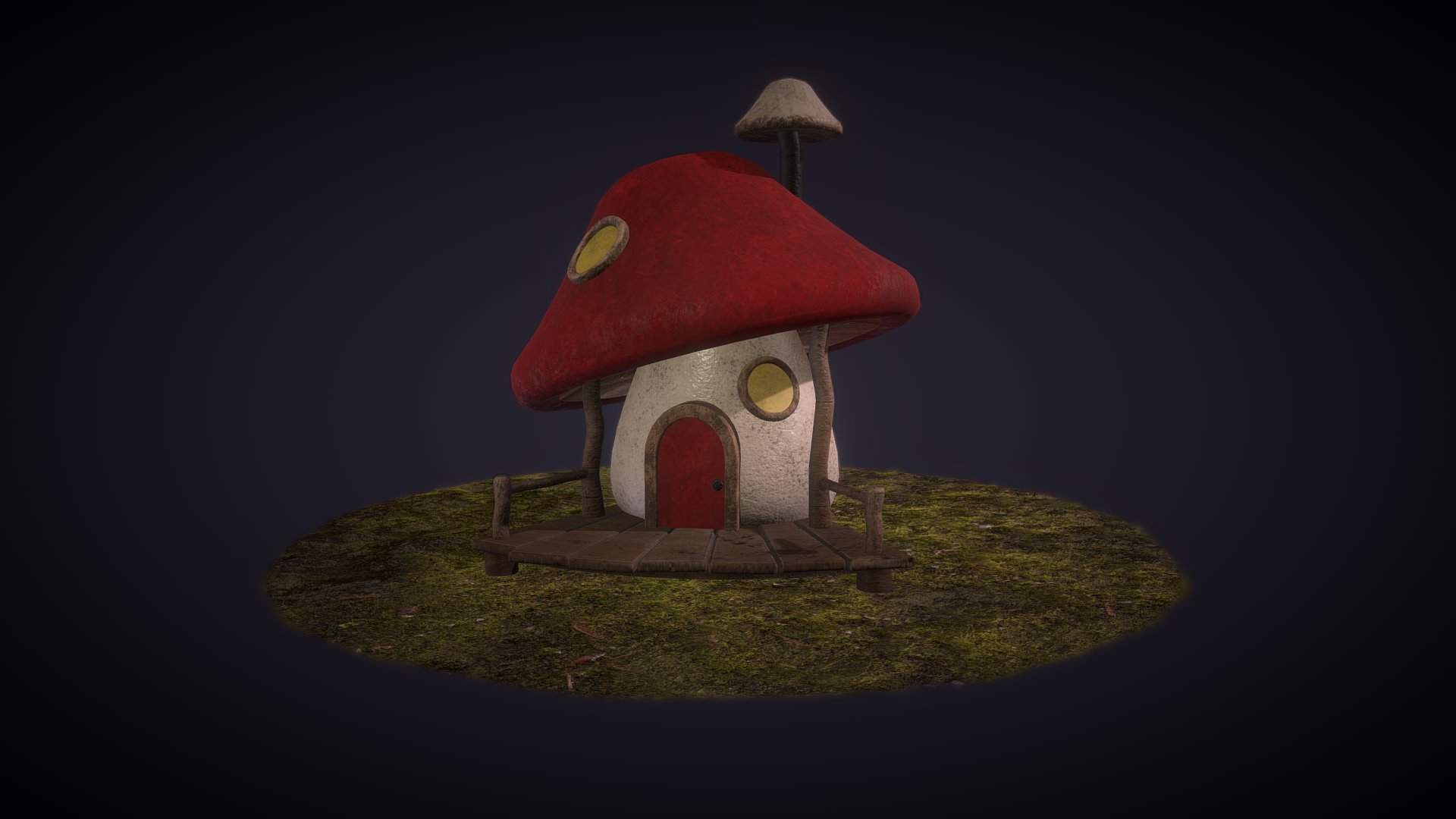 Stylized mushroom house 3d model