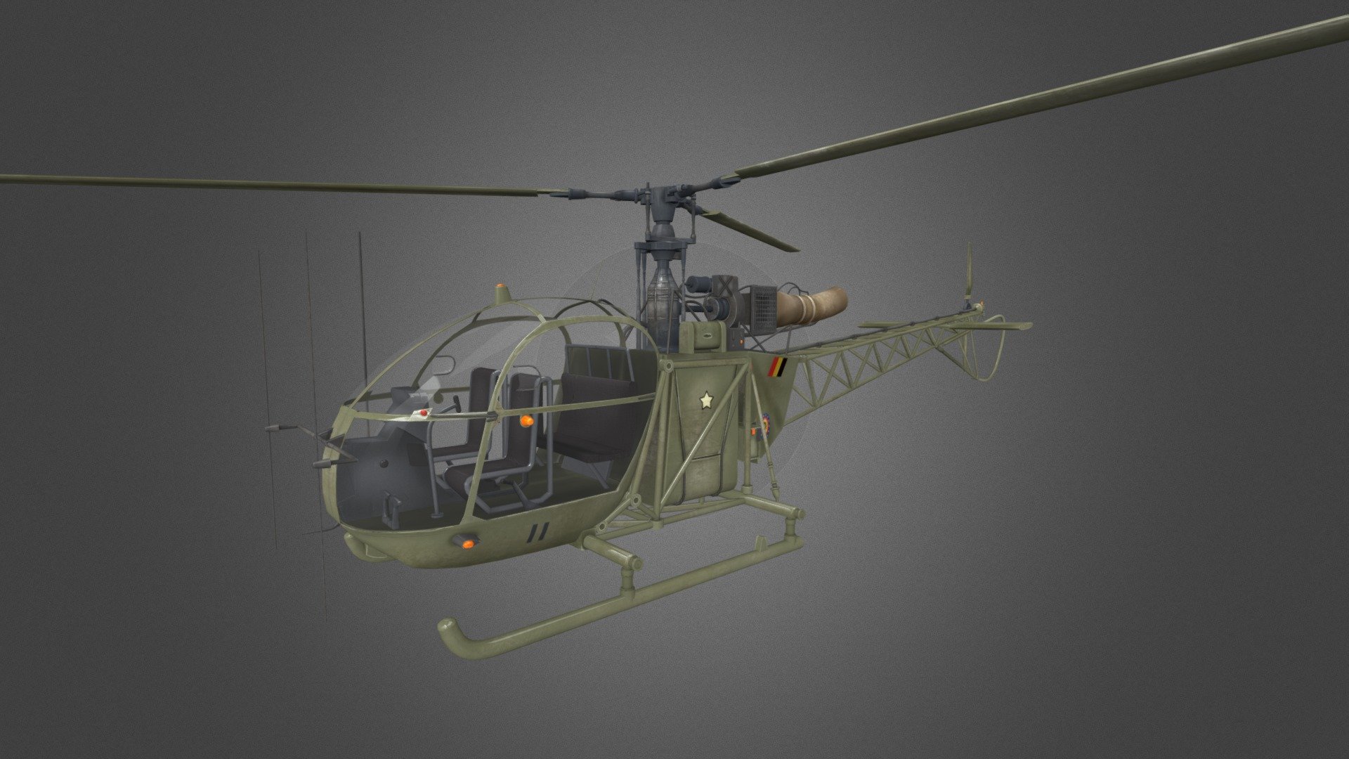 Helicopter Aérospatiale Sud Aviation Alouette II 3d model