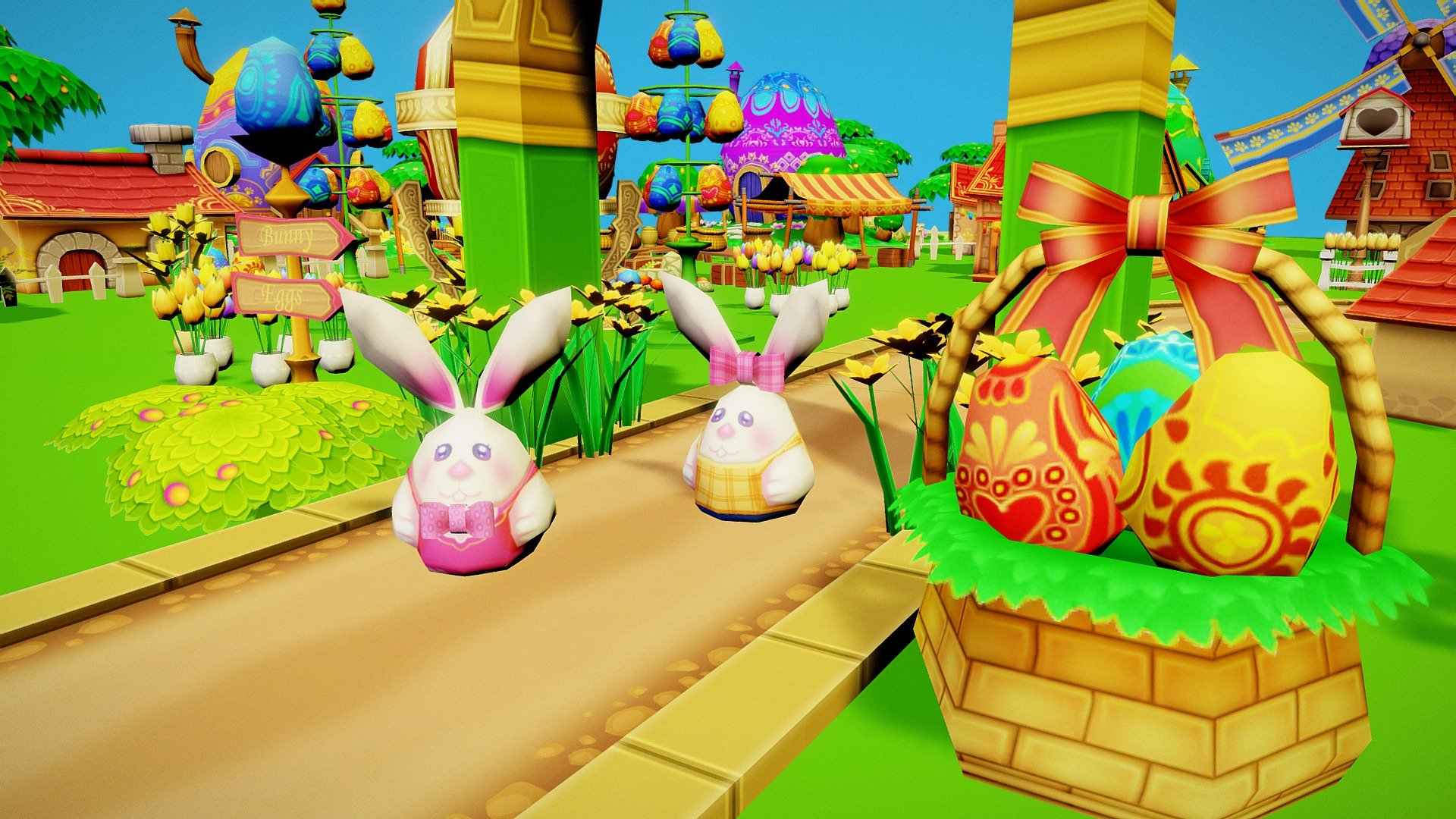 Cartoon Easter Village 3d model