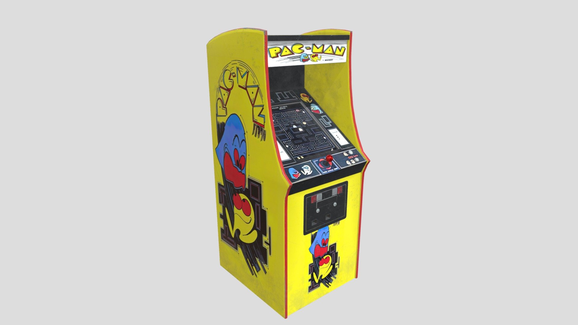 Retro Pacman Arcade Machine 8K and 4K Textures 3d model