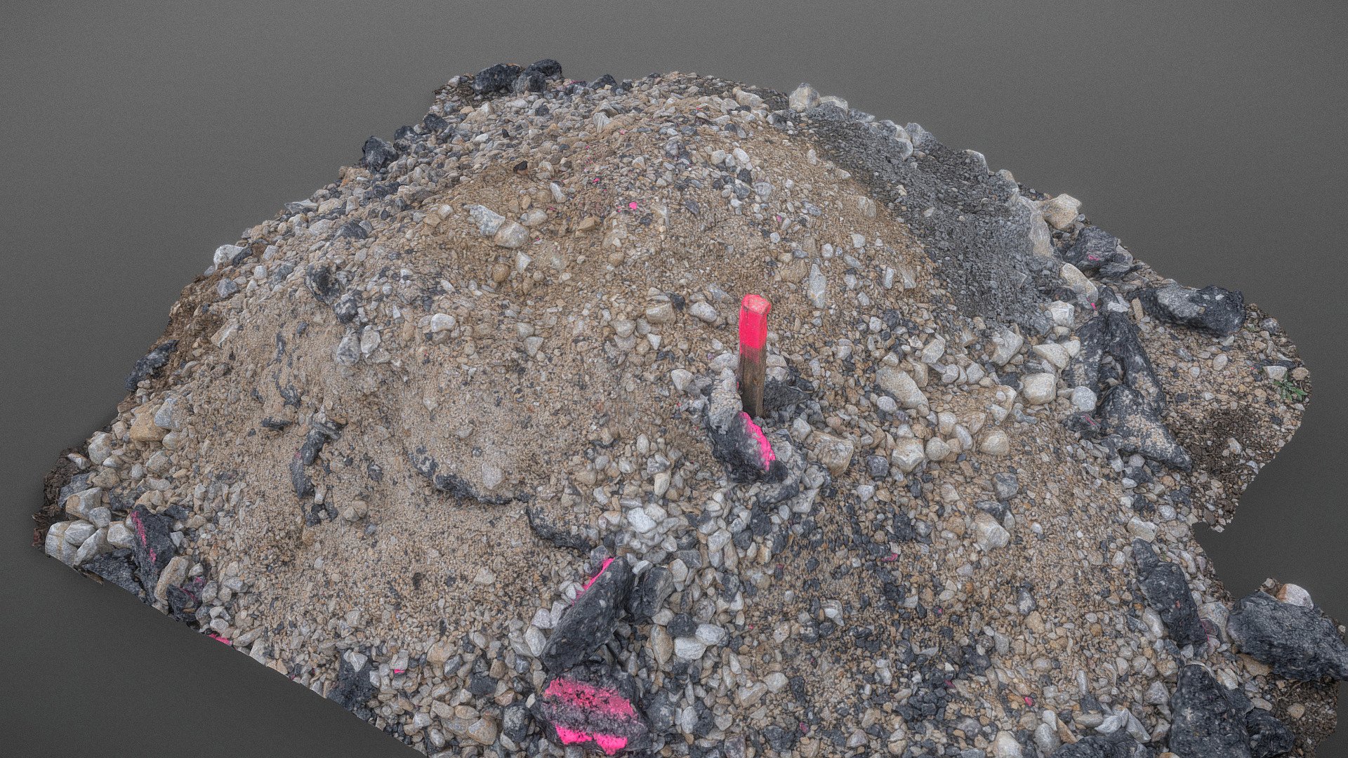 Fresh asphalt marked pile 3d model