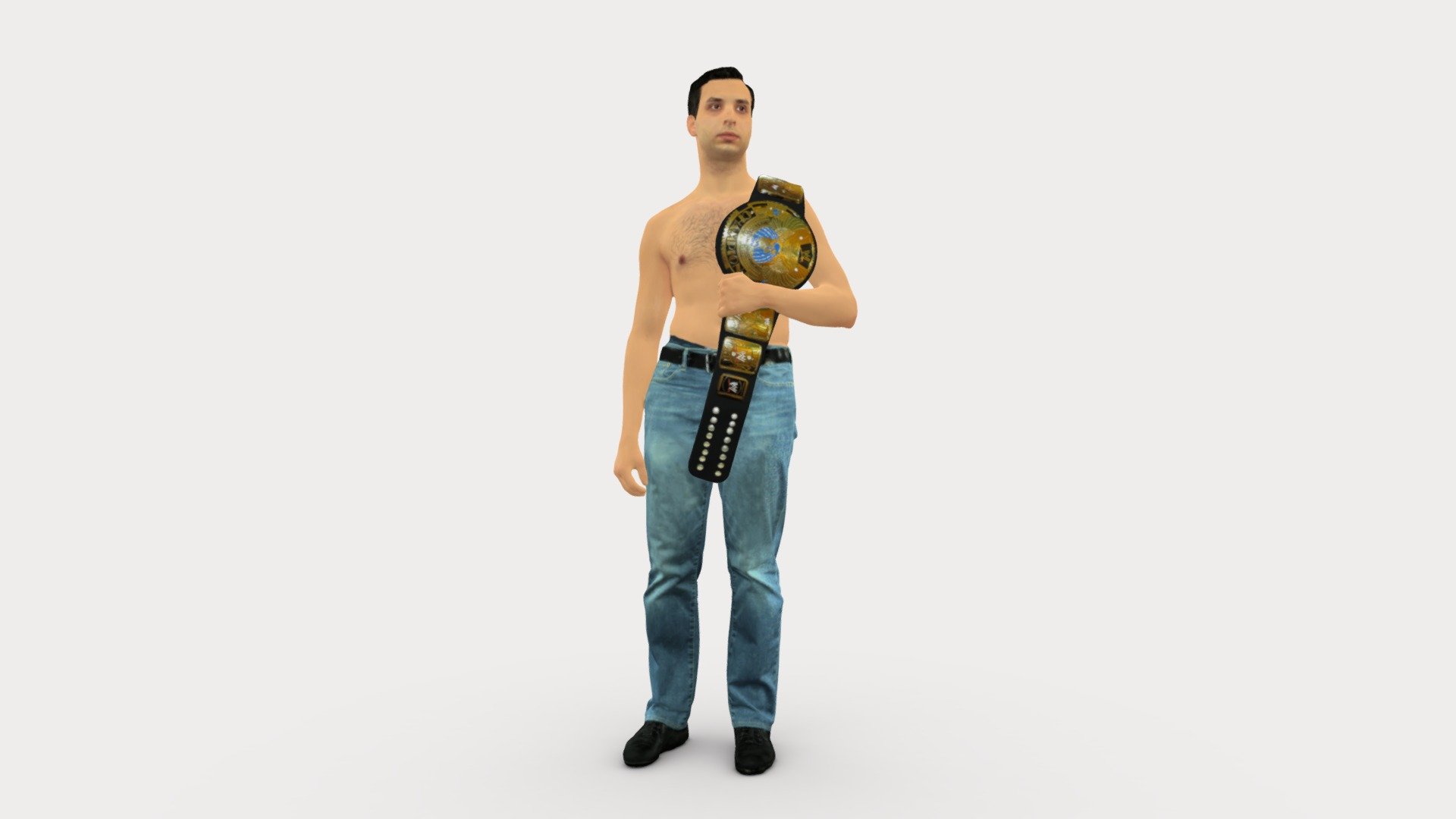 Man topless with wwe belt 0874 3d model