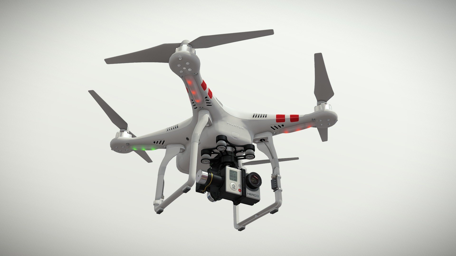 DJI Phantom 2 Quadcopter with GoPro HERO3 3d model