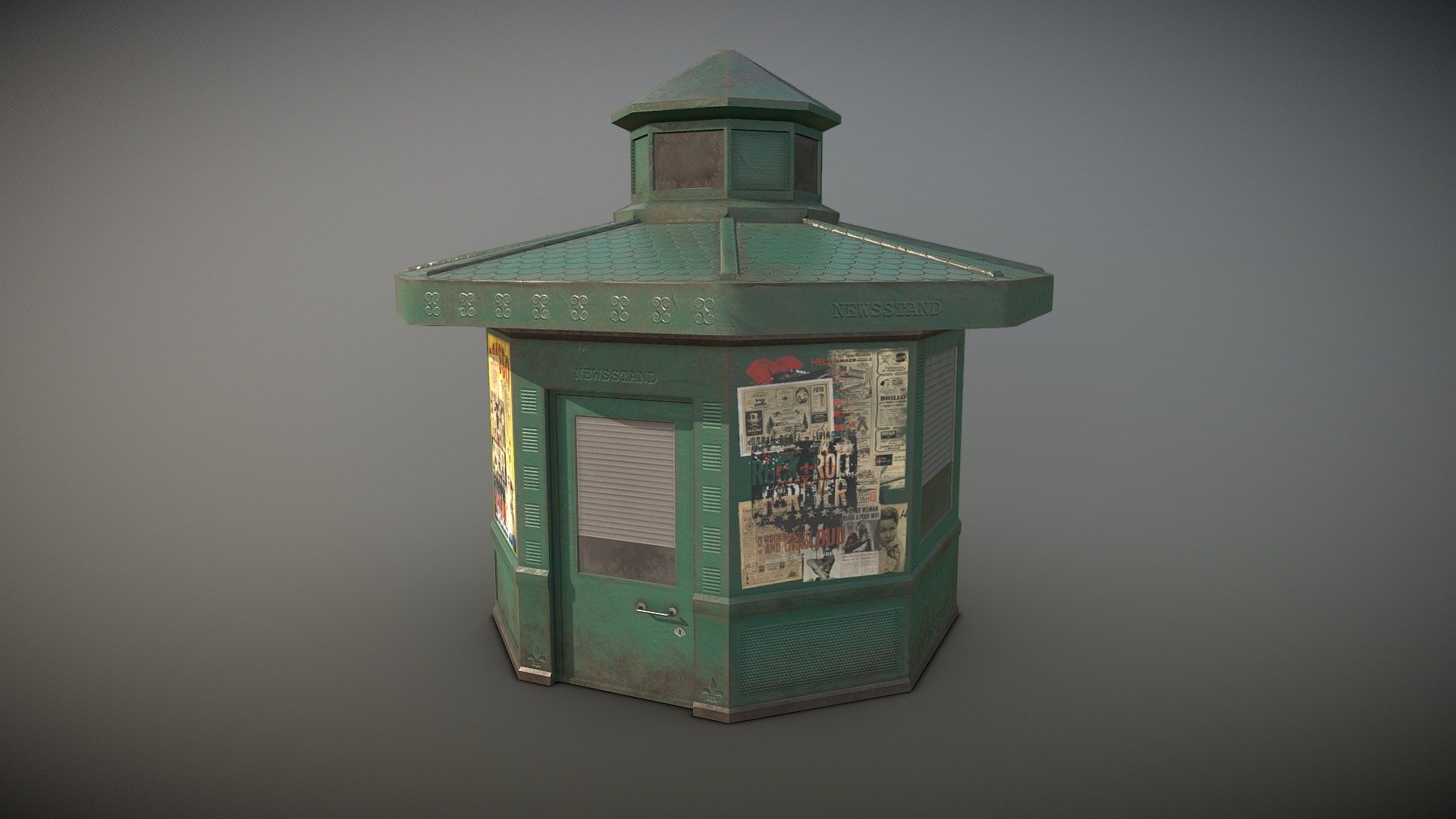 Newsstand/Advertising Kiosk 3d model