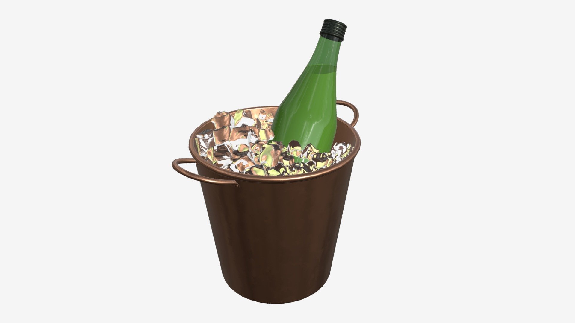 vermouth bott in bucket with ice 3d model