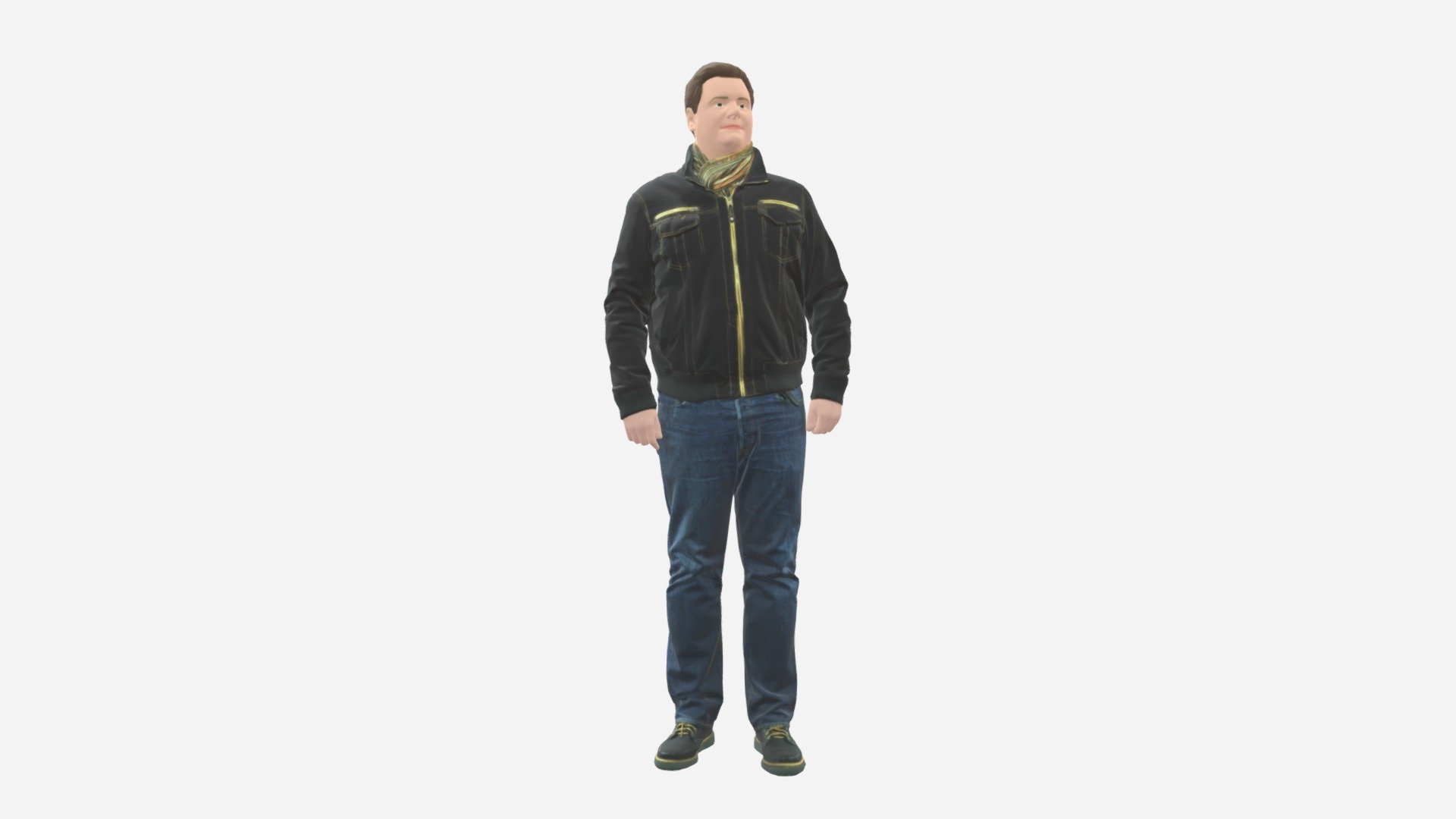 Big man in old Style leather jacket 0800 3d model