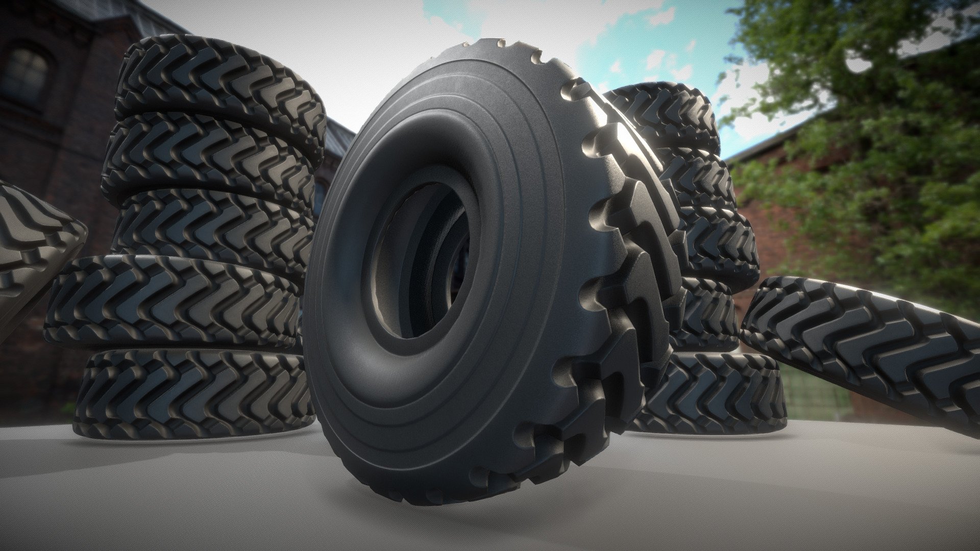 Wheel Loader Tyres (Low-Poly Version) 3d model