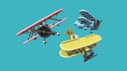 Mobile Stylized Cartoon Airplane Asset