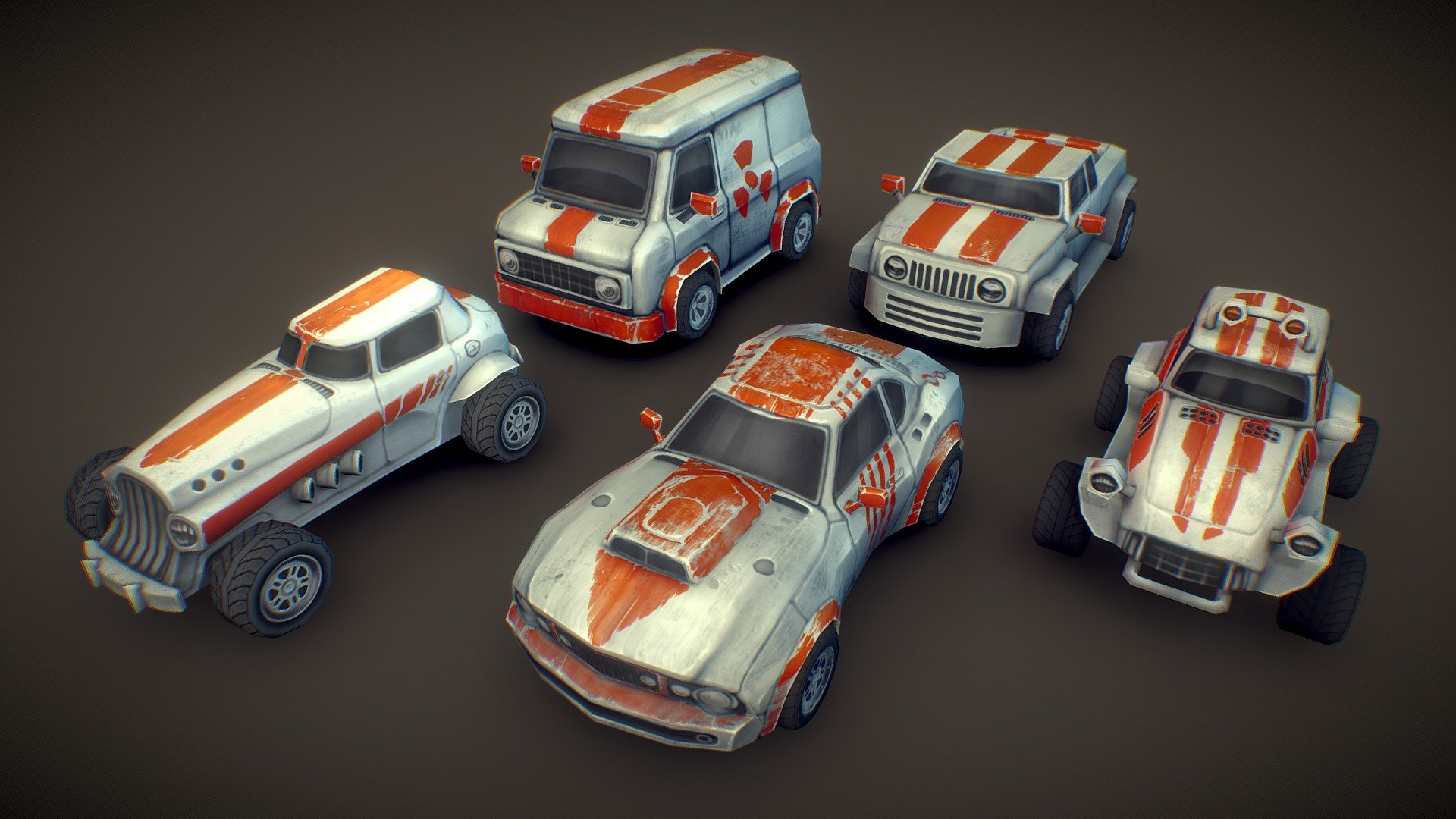 Rally Car Set 3d model