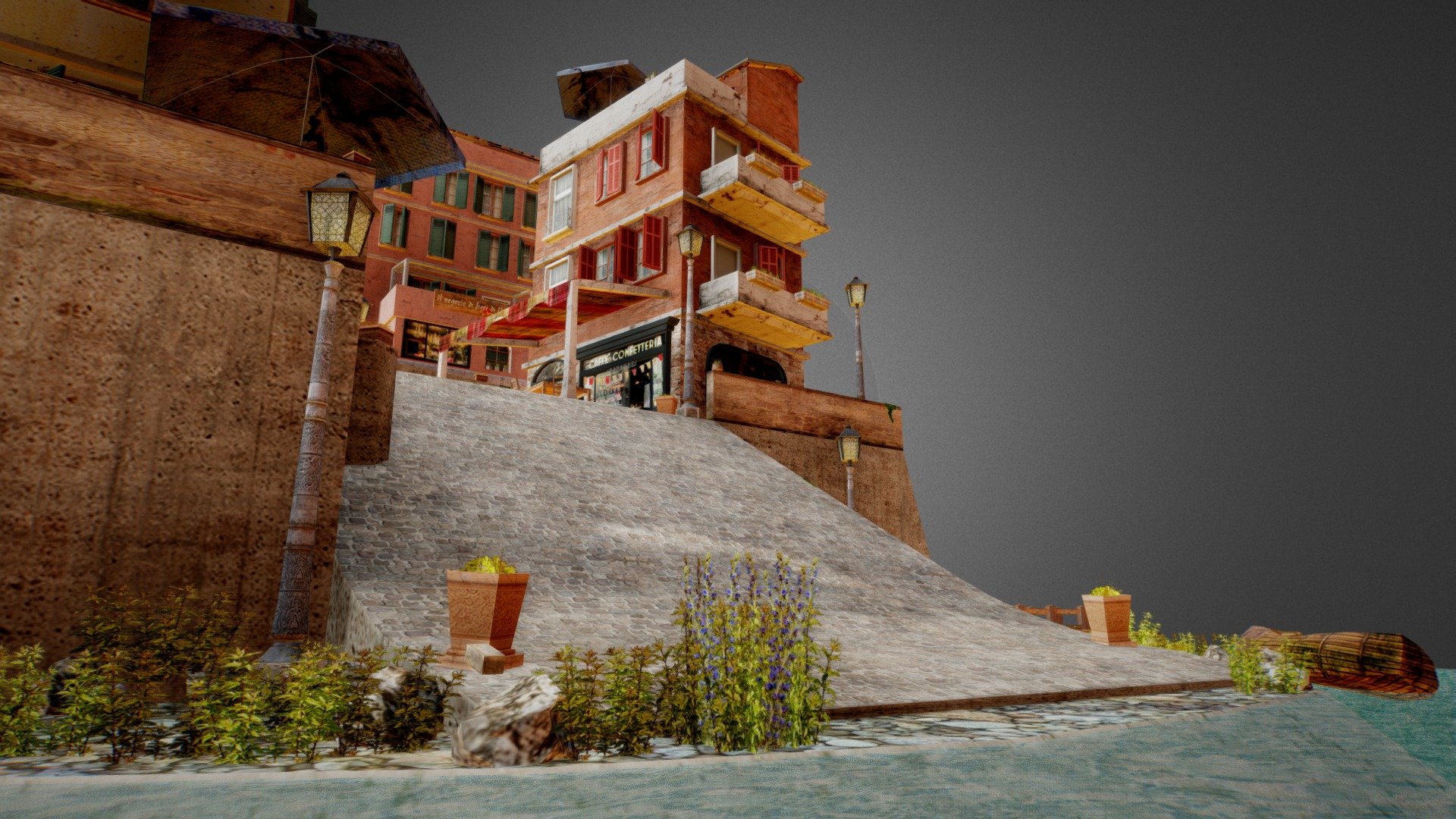 Manarola inspired City Scene 3d model