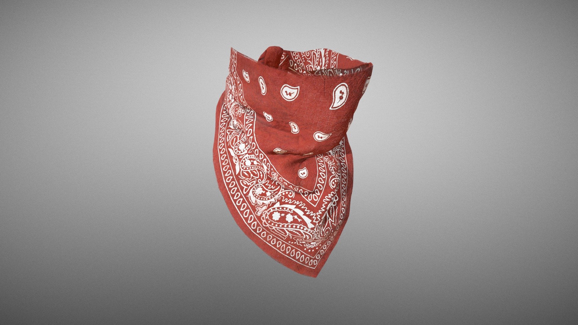 Red paisley bandana face mask 3d model