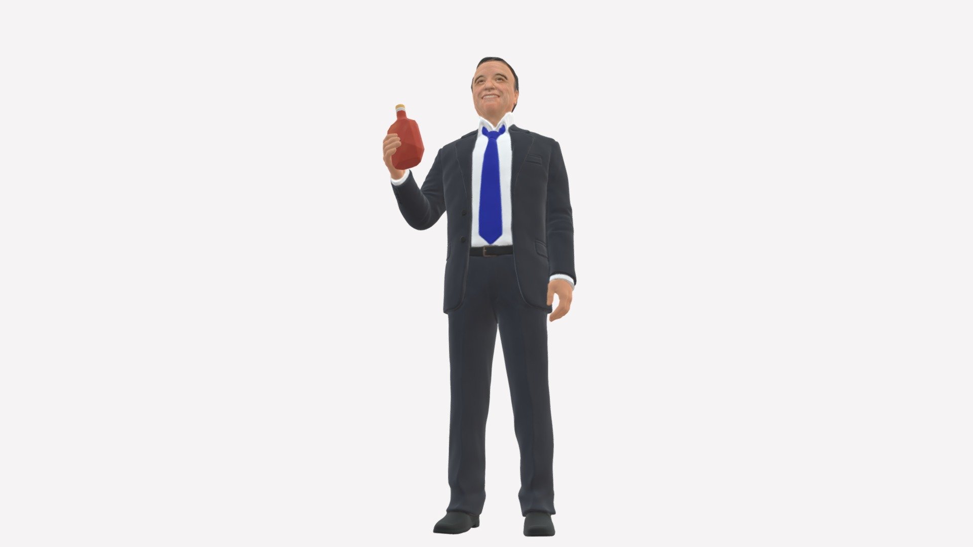 Man In Dark Blue Suit Bottle Smile 0552 3d model