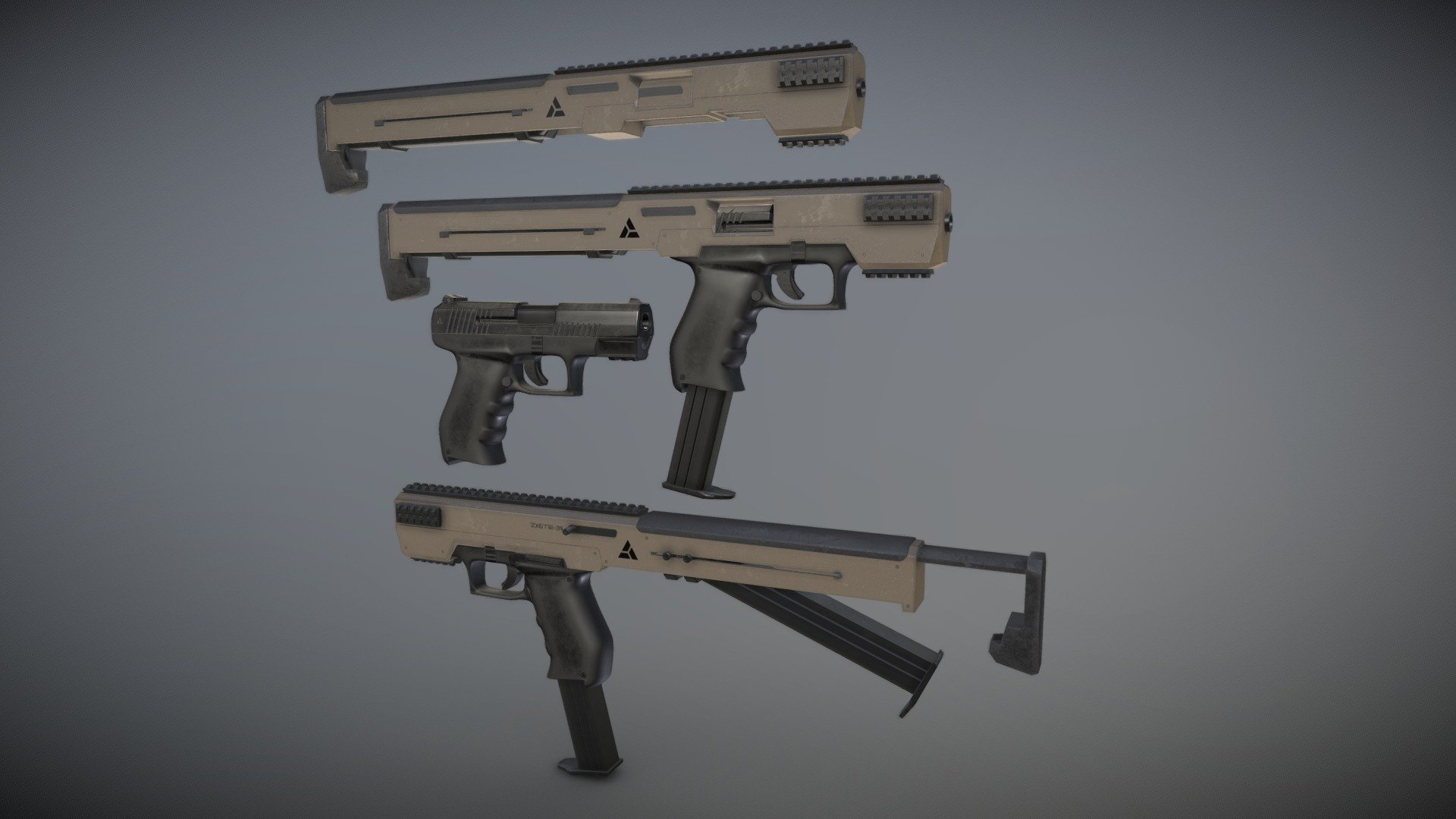 Sci-fi gun extender 3d model