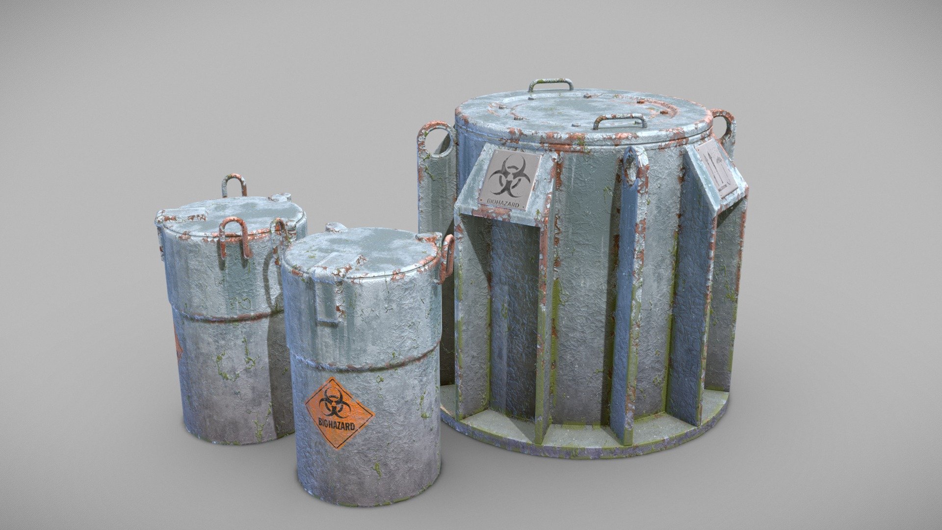 Biohazard toxic barrels 3d model