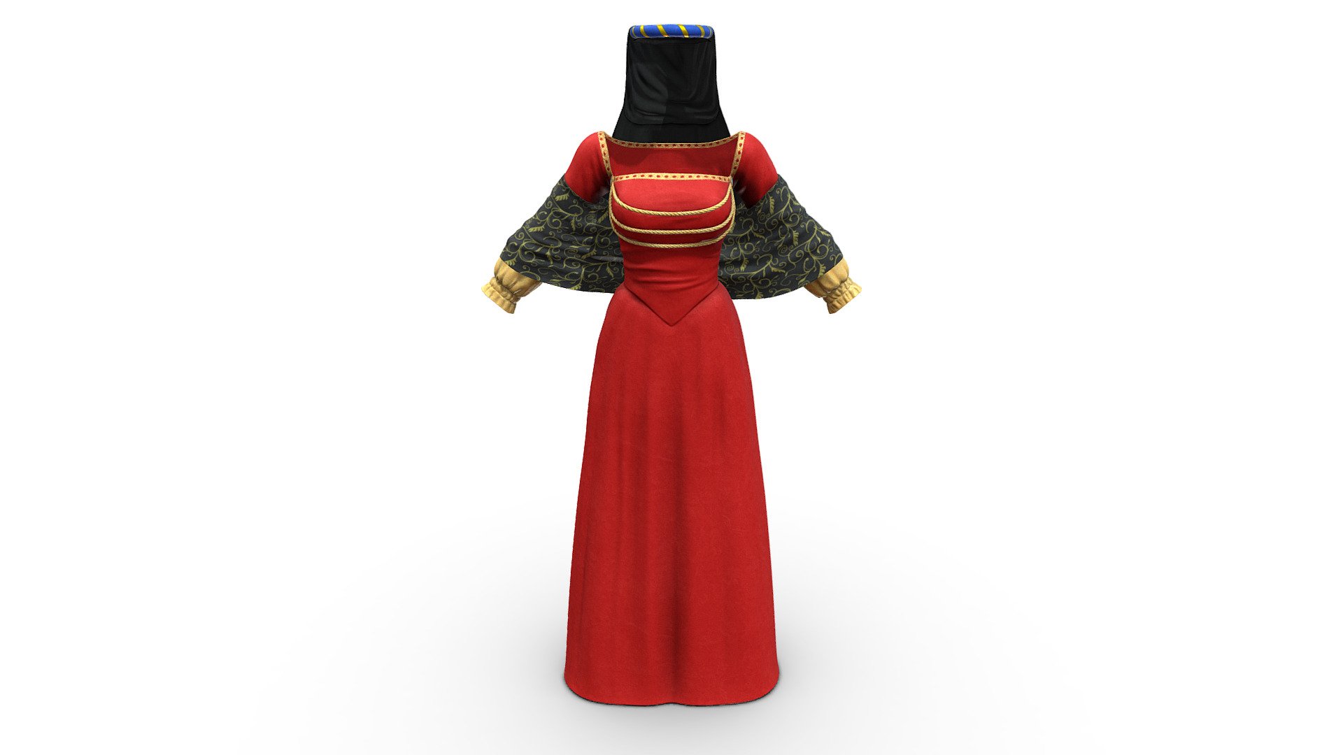 Elegant Renaissance Historic European Outfit 3d model