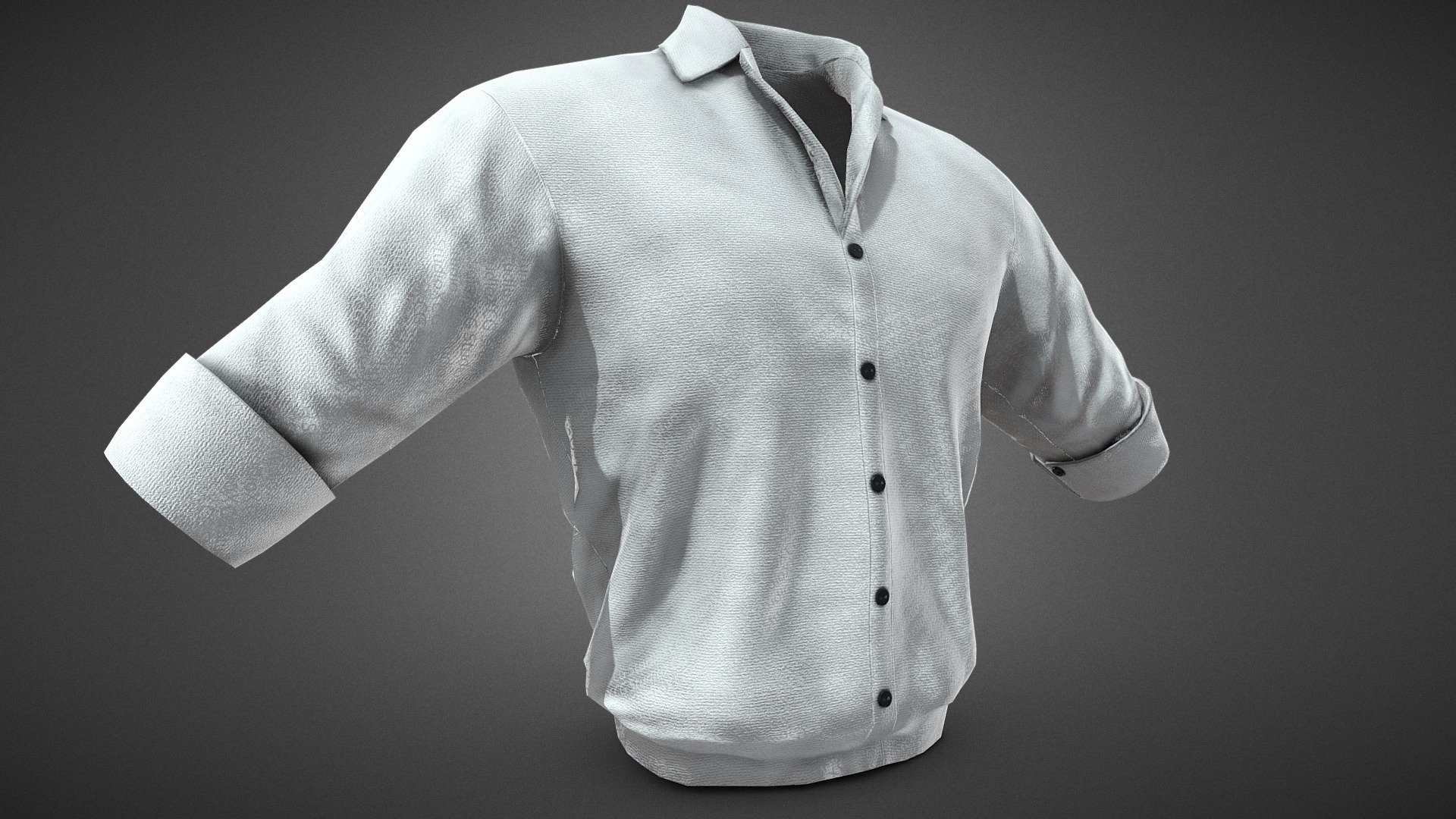 White Suit Shirt Rolled Sleeve 3d model