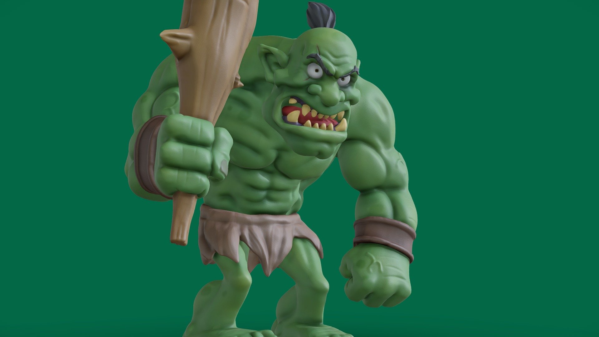 Enraged green troll -cartoon 3d model