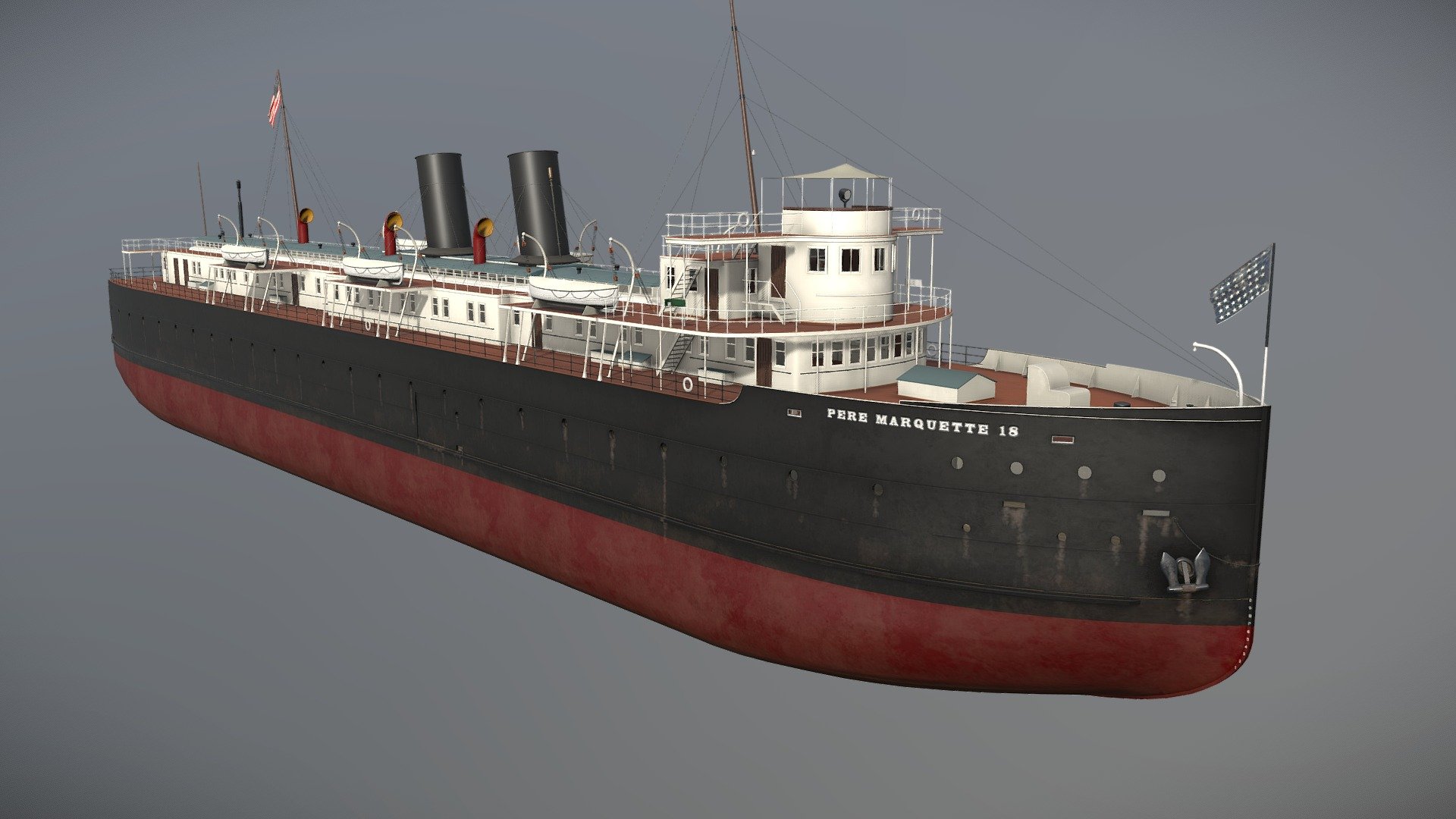 Steamship ferry SS Pere Marquette 3d model