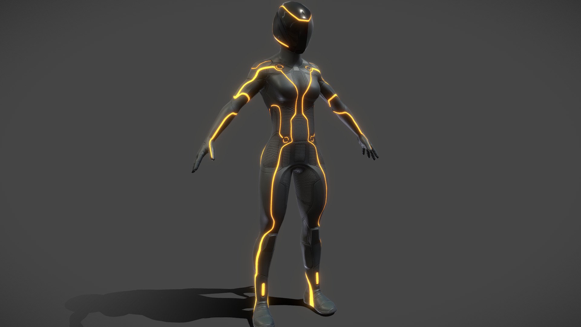 Female Led Stripes Full Bodysuit Character 3d model