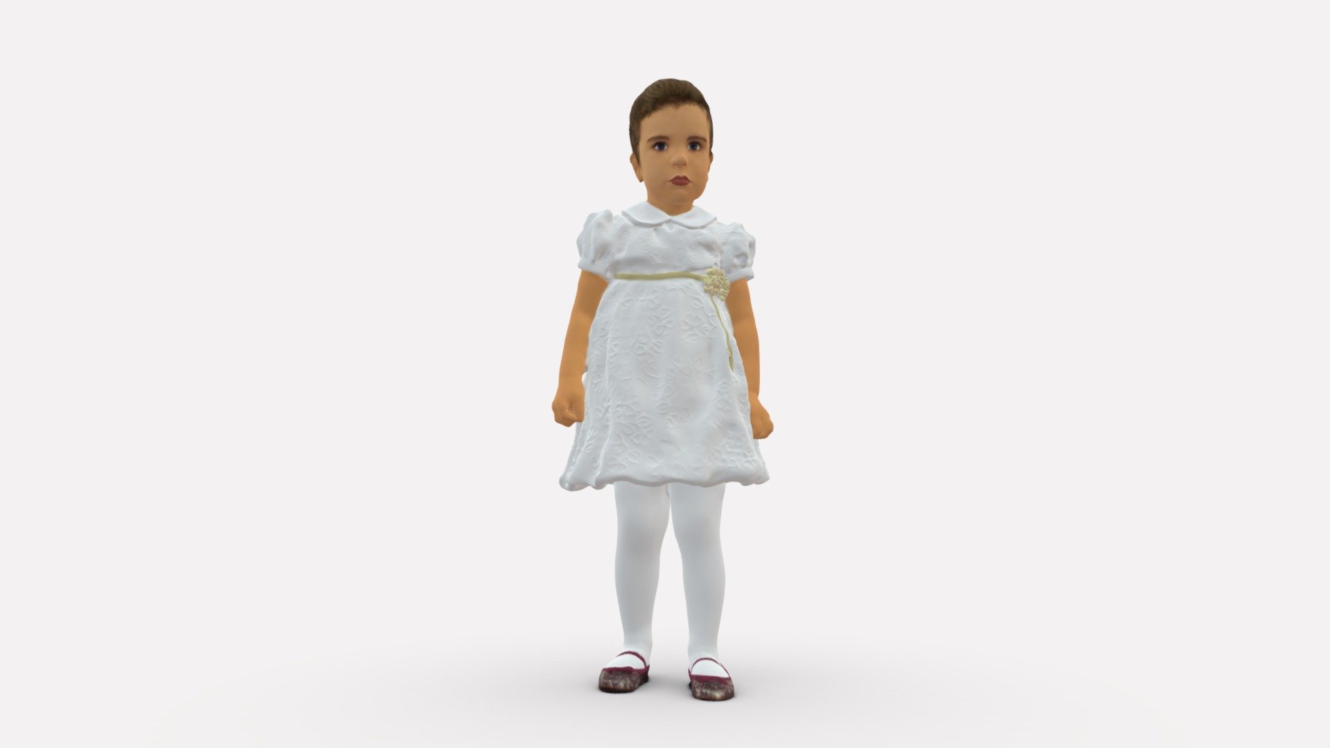 Little girl in white dress 0435 3d model