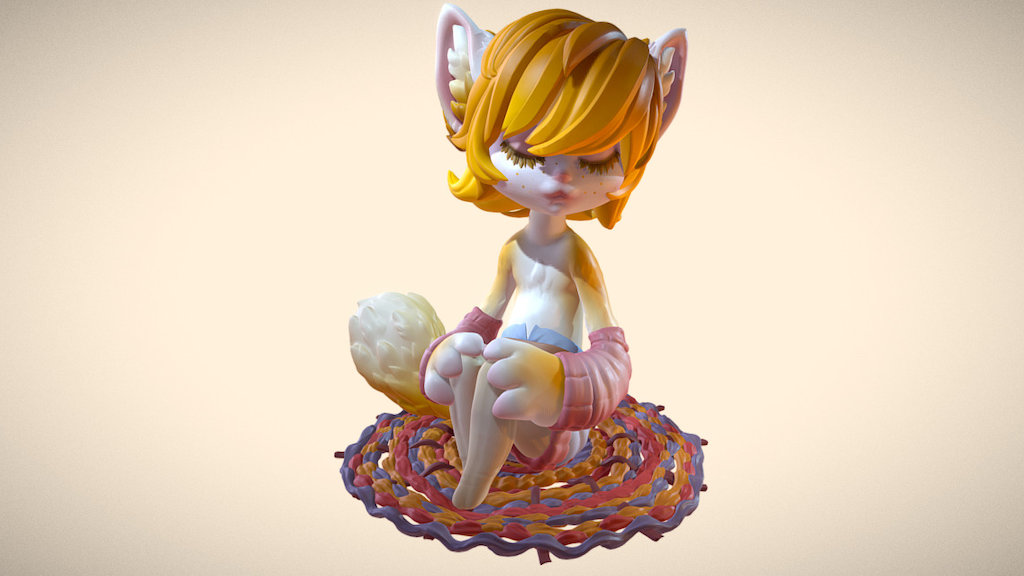 sitting kitty 3d model