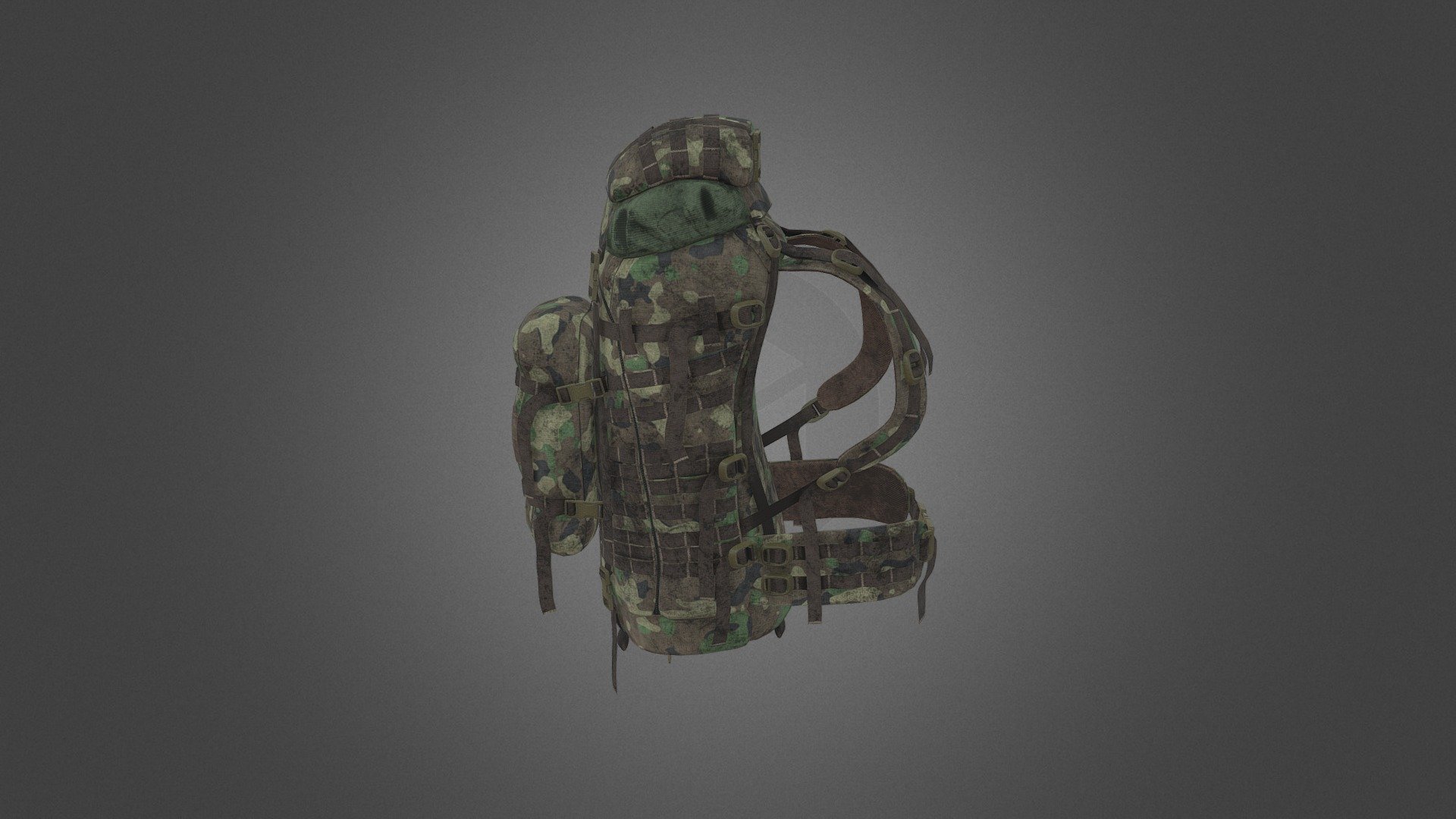 Military Backpack (Dirty) 3d model