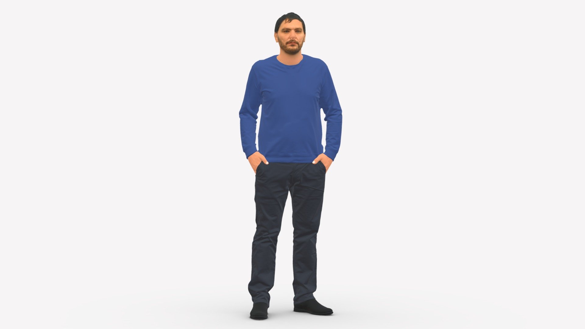 001165 man with hobo beard hand in pockets 3d model