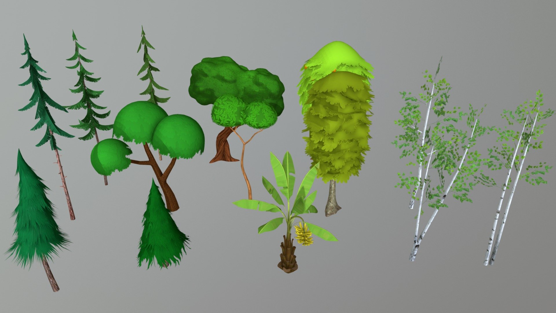 Cartoon Trees 3d model