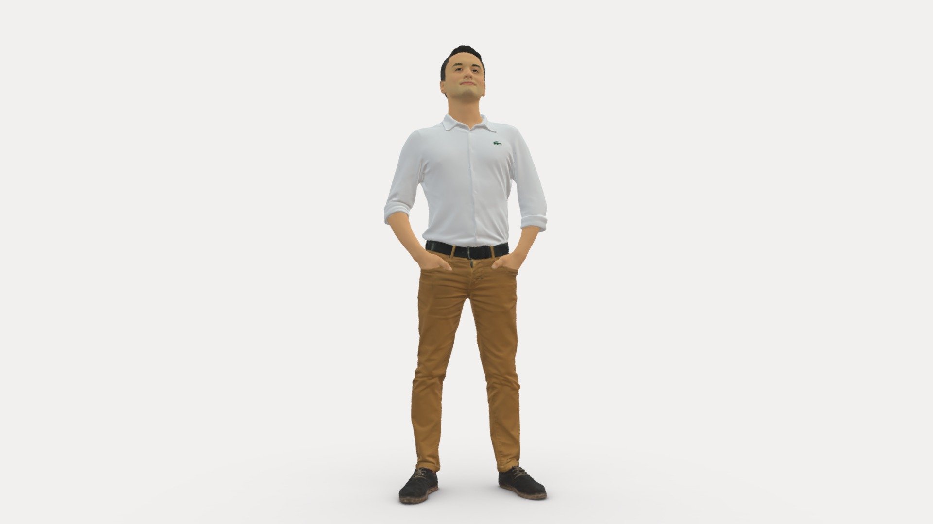 Man In Yellow Trousers And White Shirt 0370 3d model