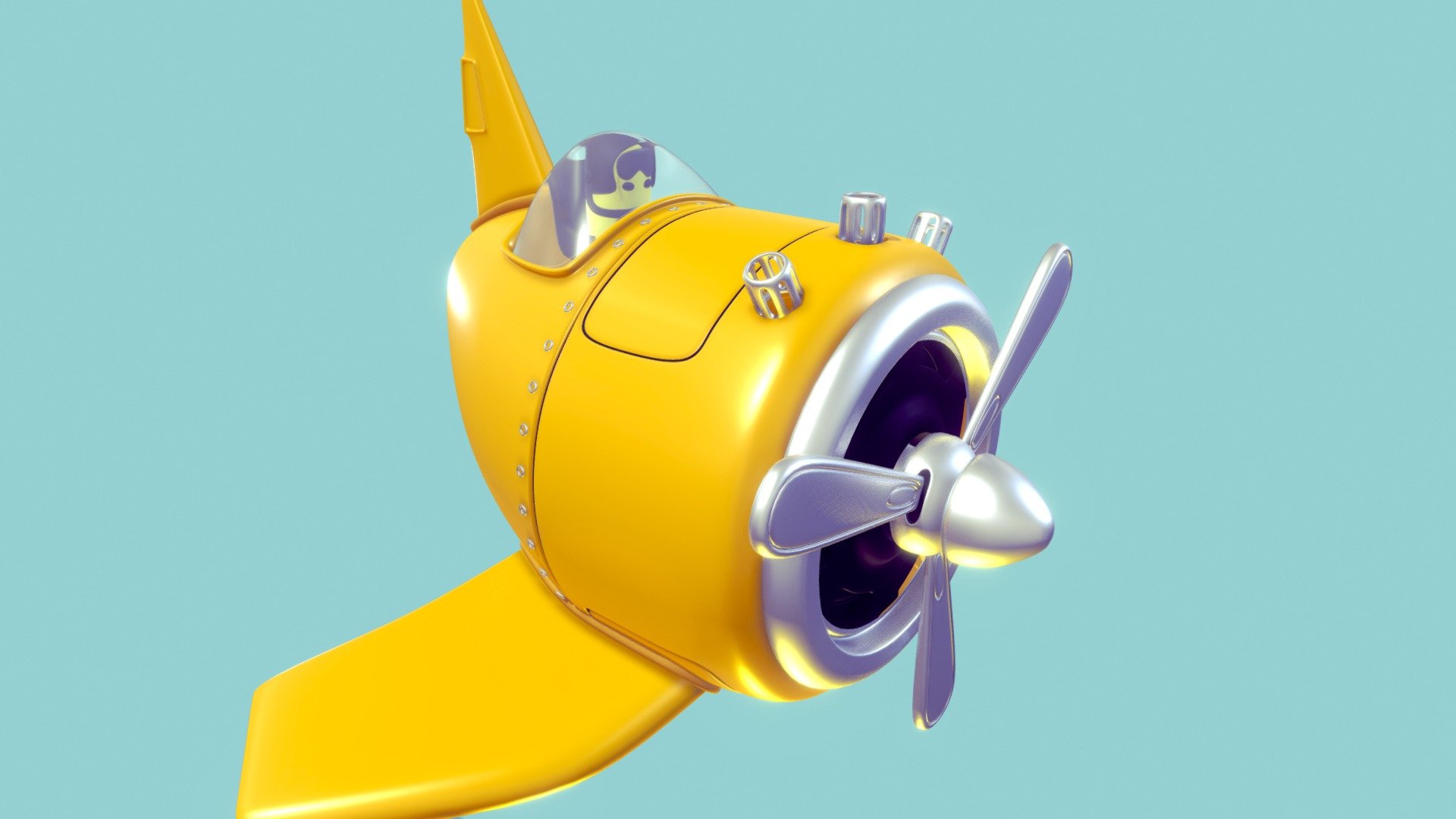 Cartoon aircraft 3d model