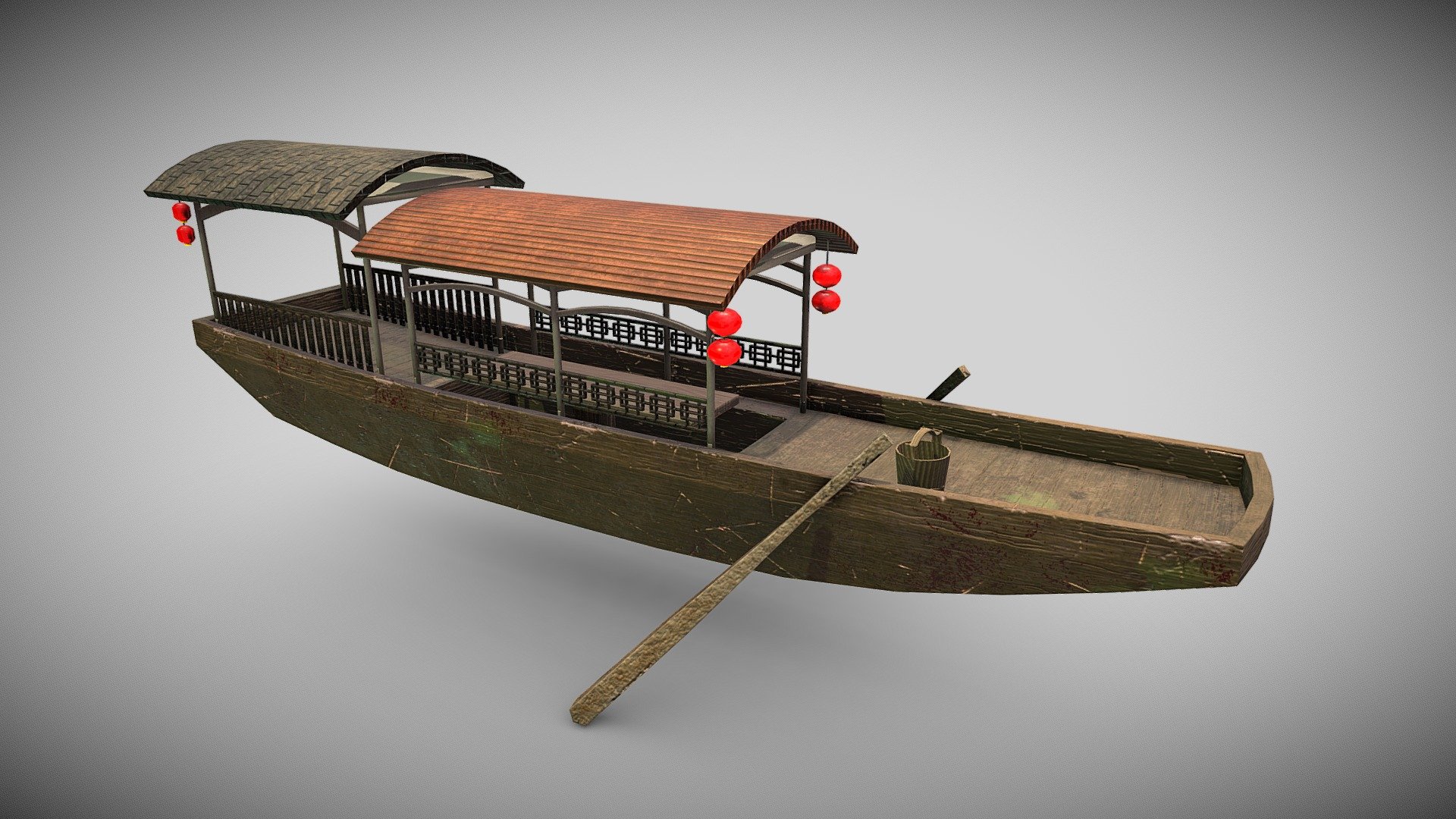 traditional Asian boat 3d model