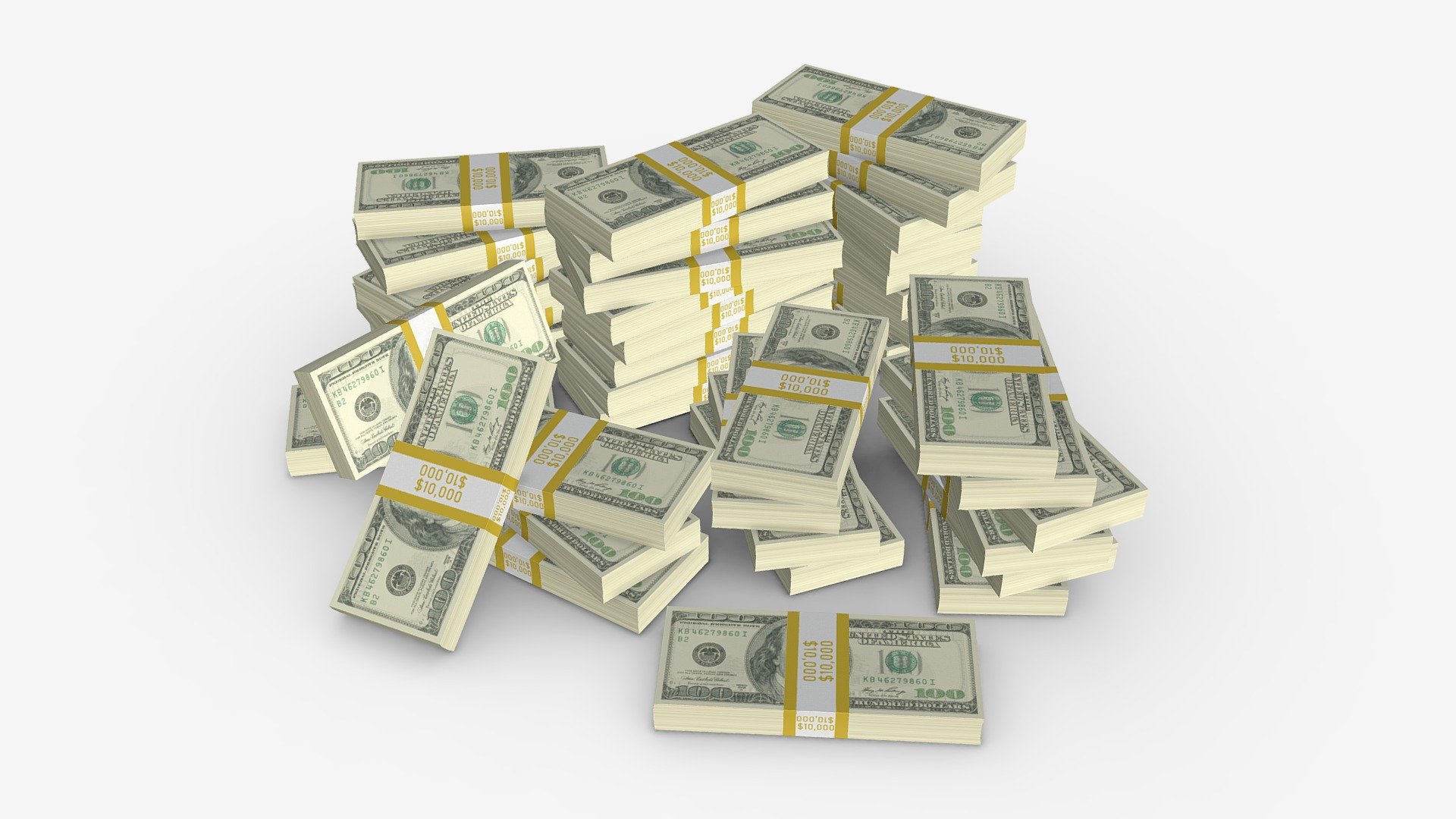 American dollar bundles large set 3d model