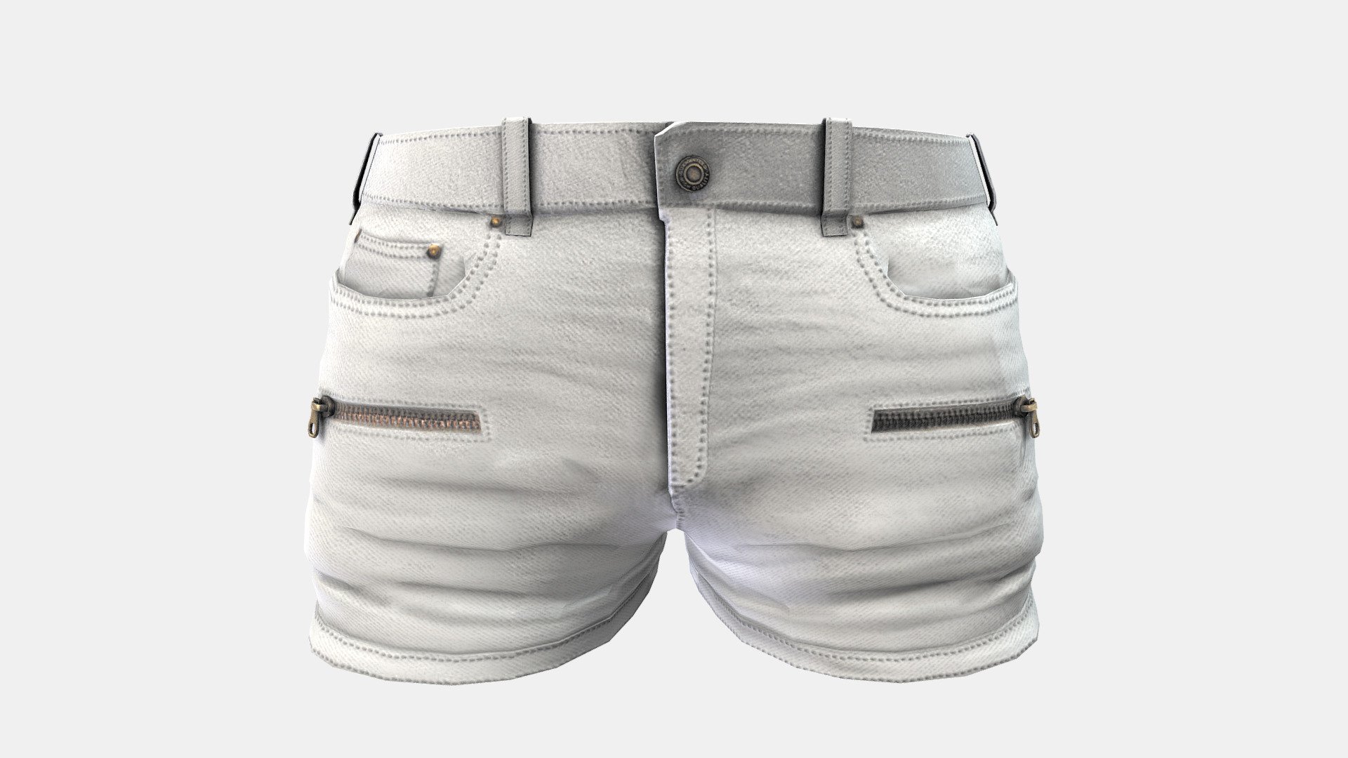 Female Mini White Shorts 3d model