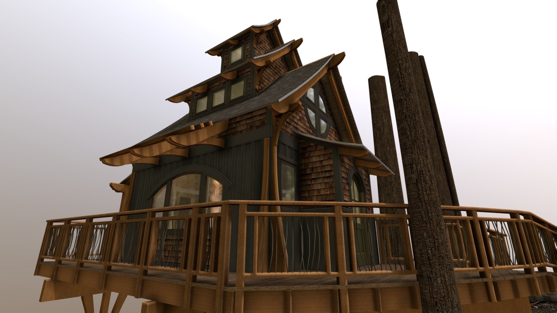 Pine house 3d model