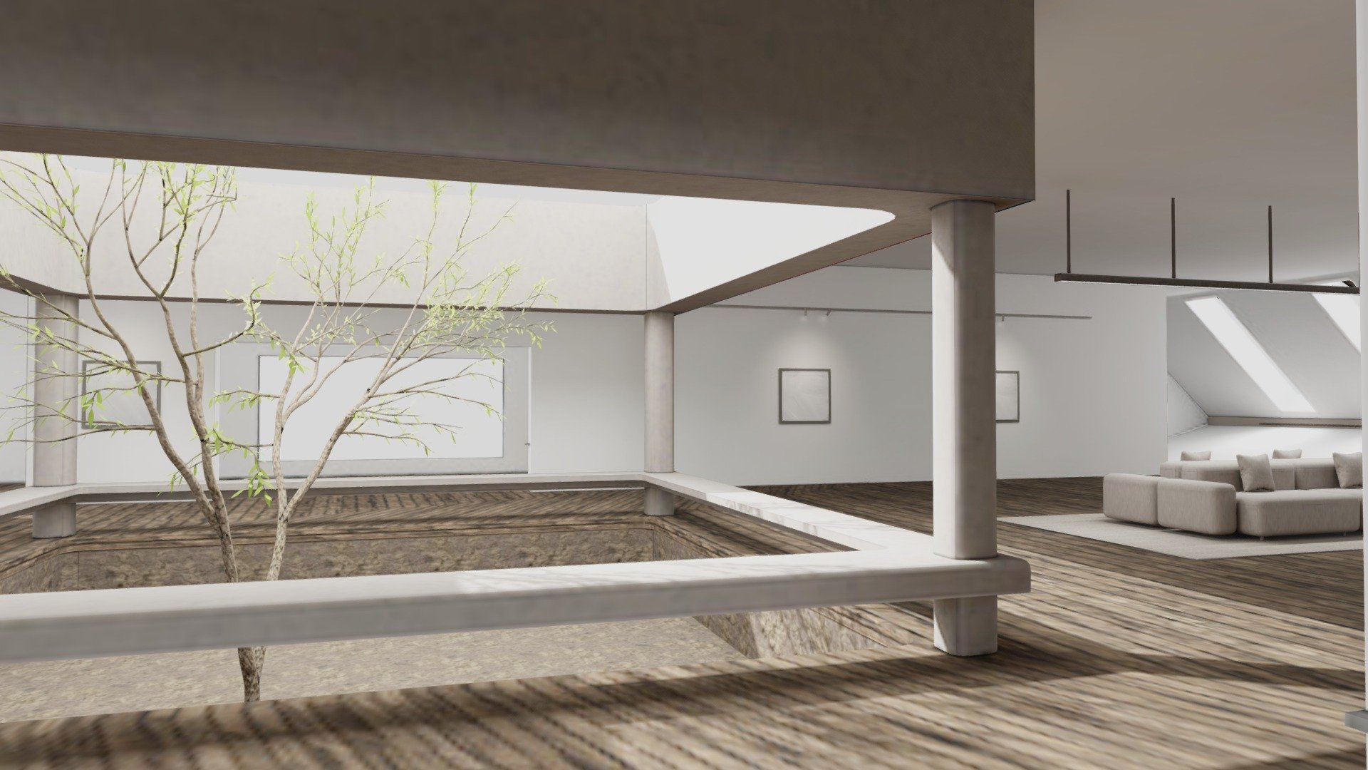 Modern Gray Gallery | Baked 3d model