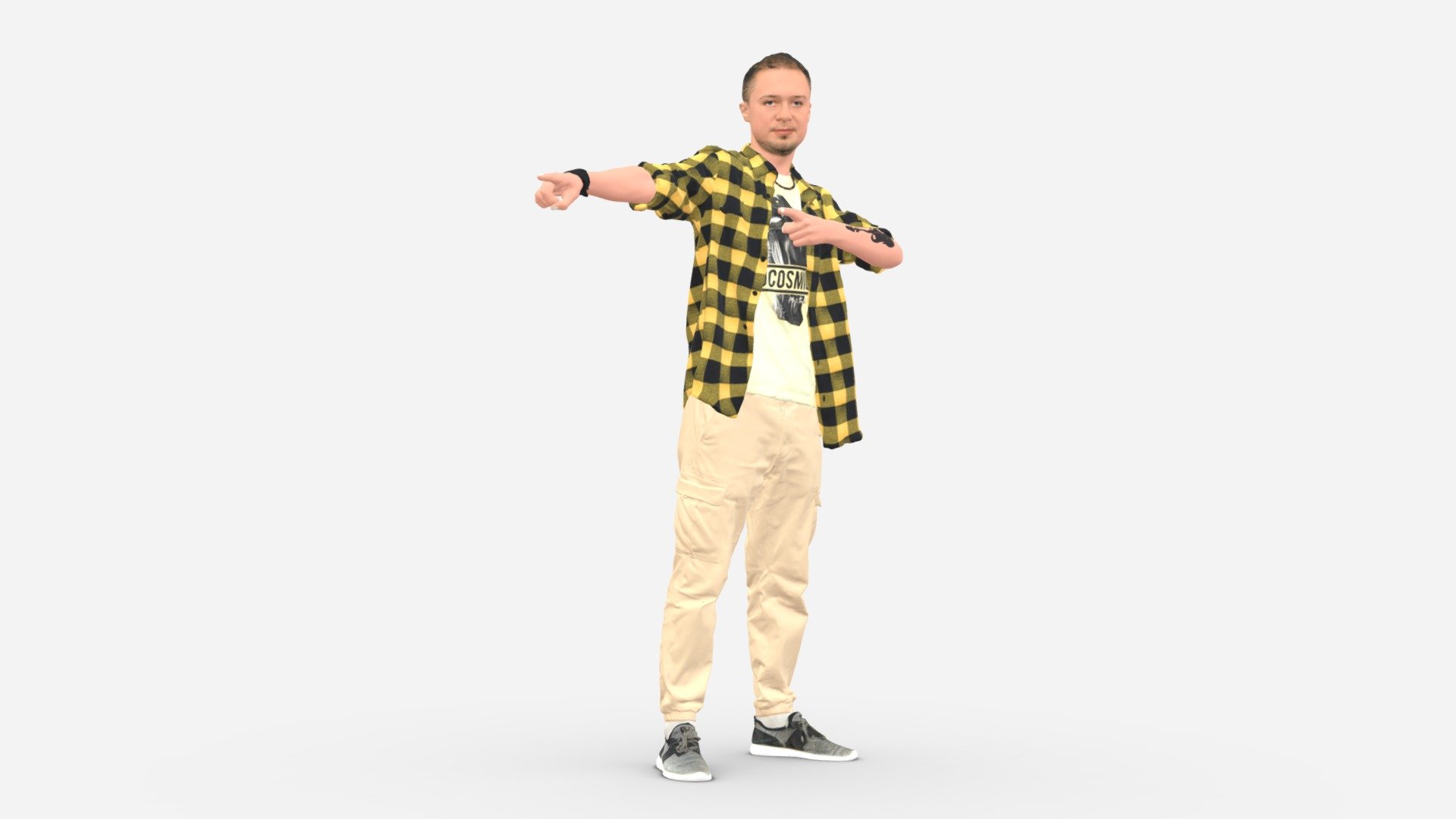 001254 stylish man and palid yellow shirt 3d model