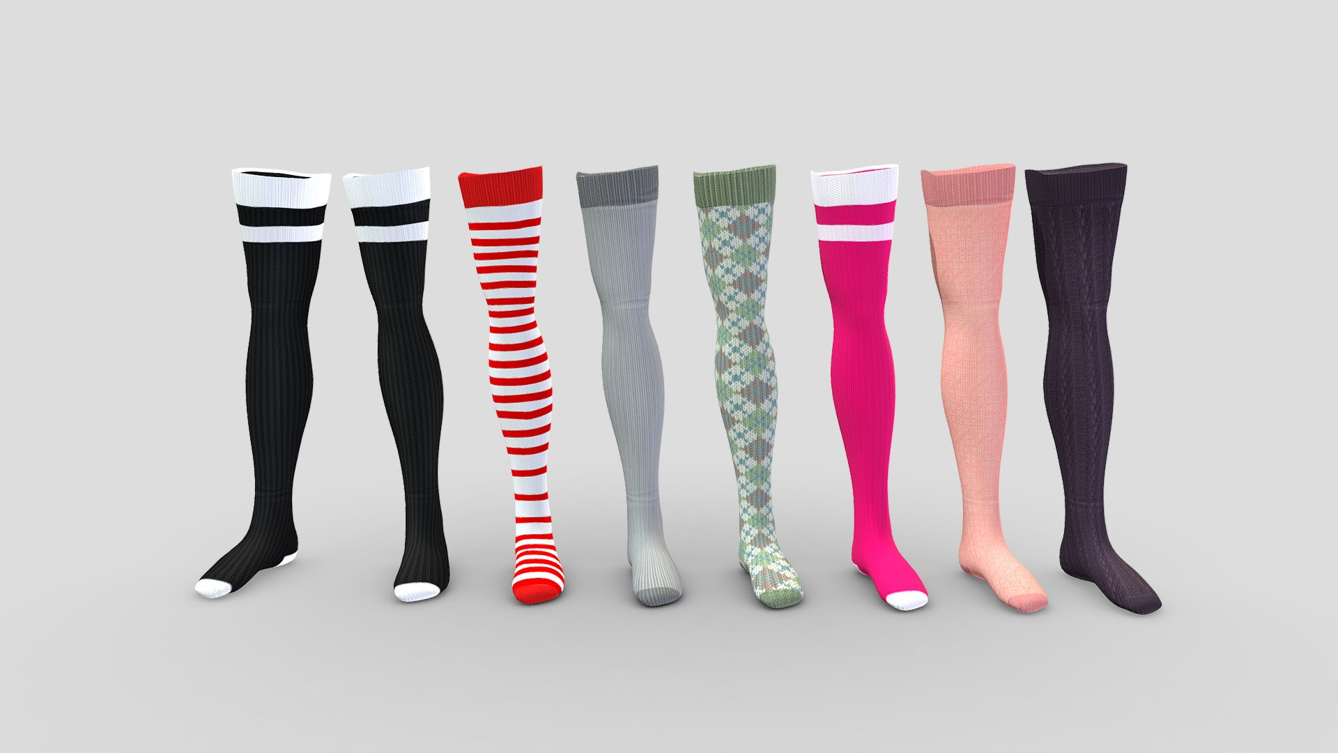 Female Flat Thigh Socks 3d model