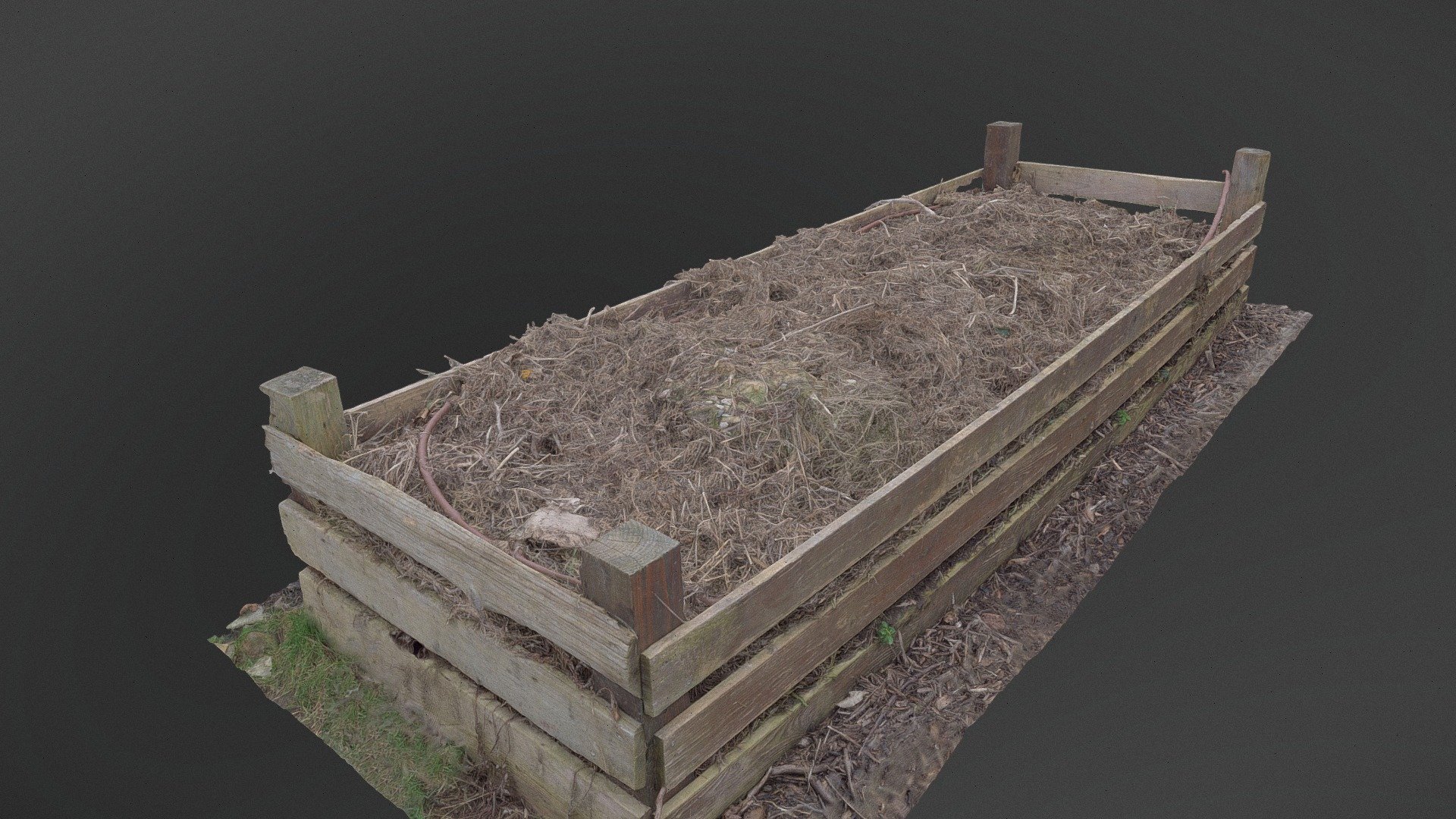 Raised hay filled planting bed 3d model