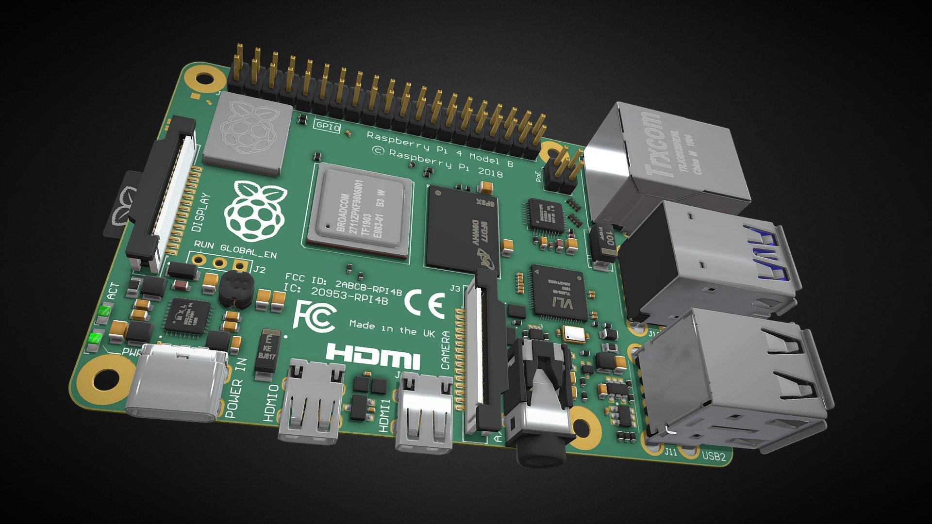 Raspberry Pi 4 Model B 3d model