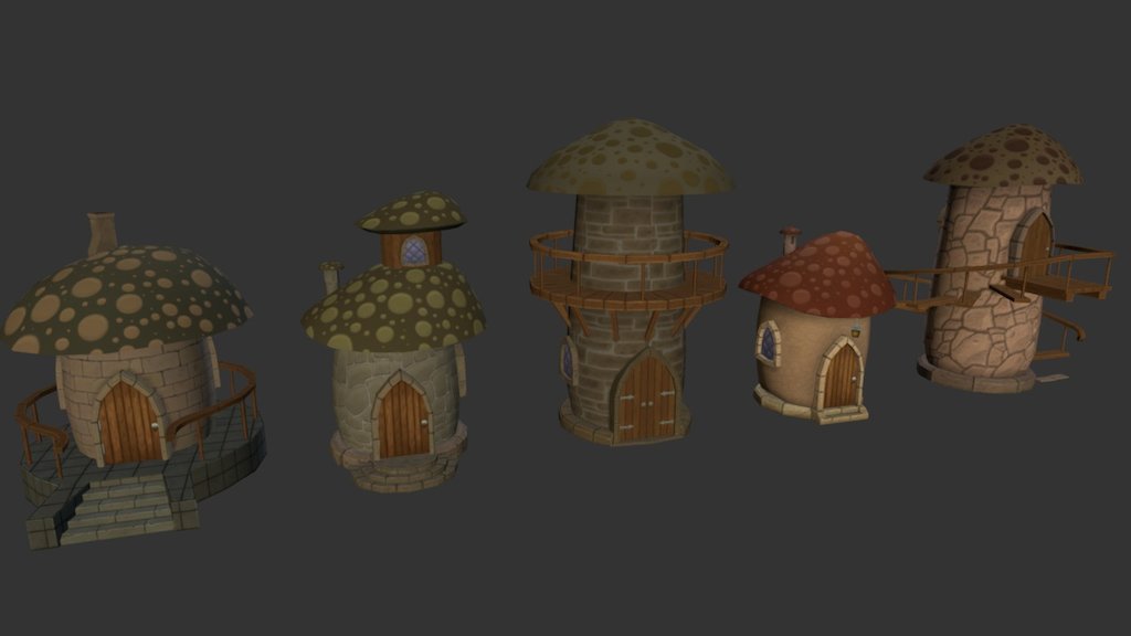 Fantasy Mushroom House 3d model