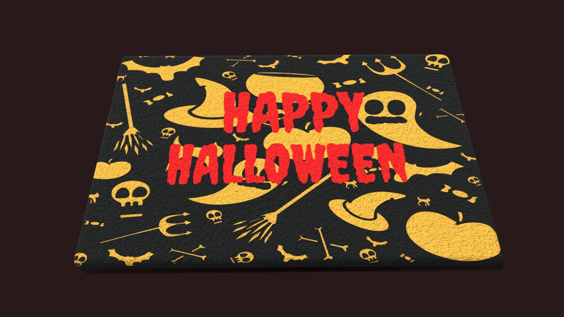 Halloween_Cartoon_Squares_Decorative_Mat_OBJ 3d model