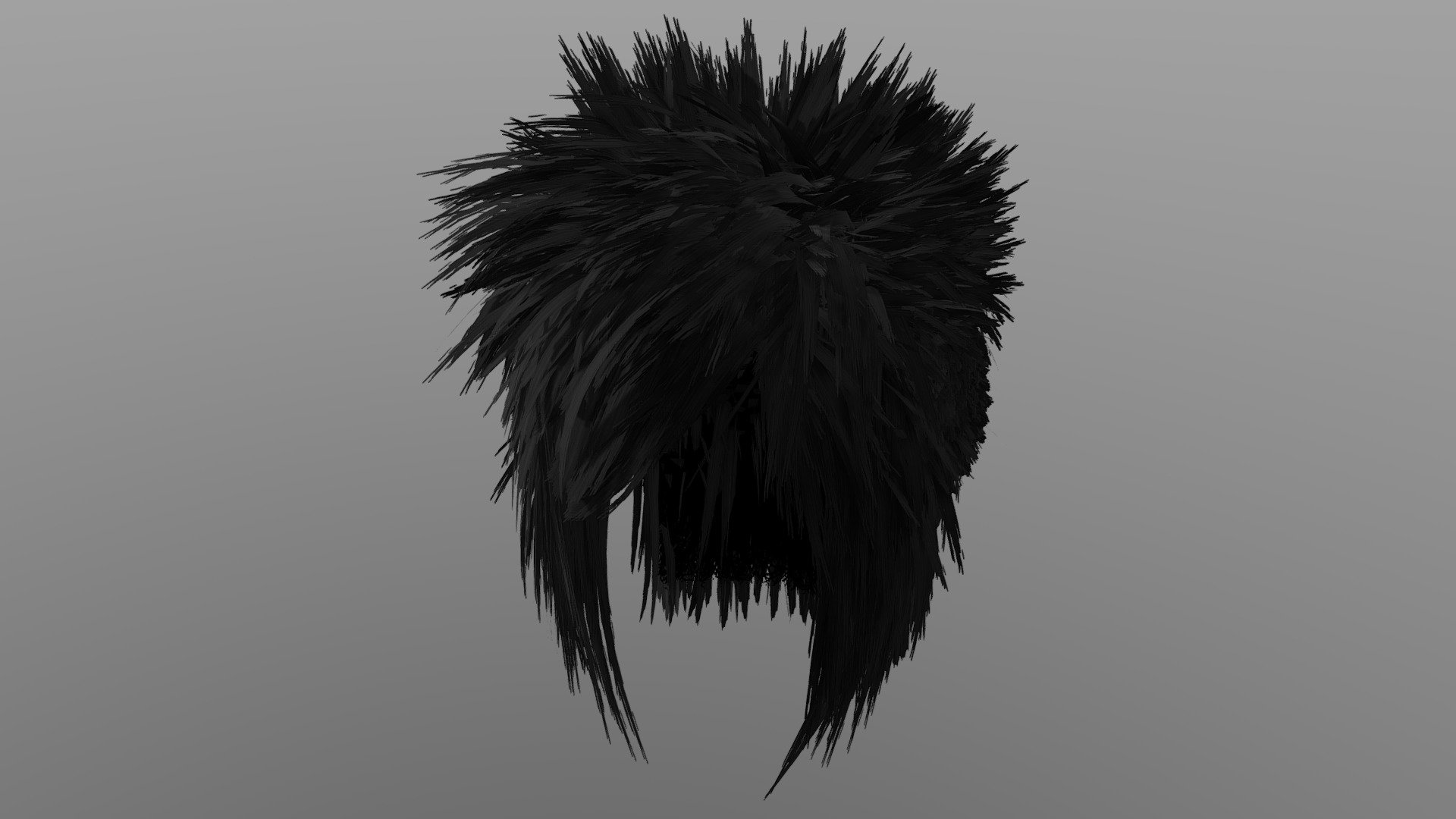 Wild Mullet Hair (Ebony) 3d model