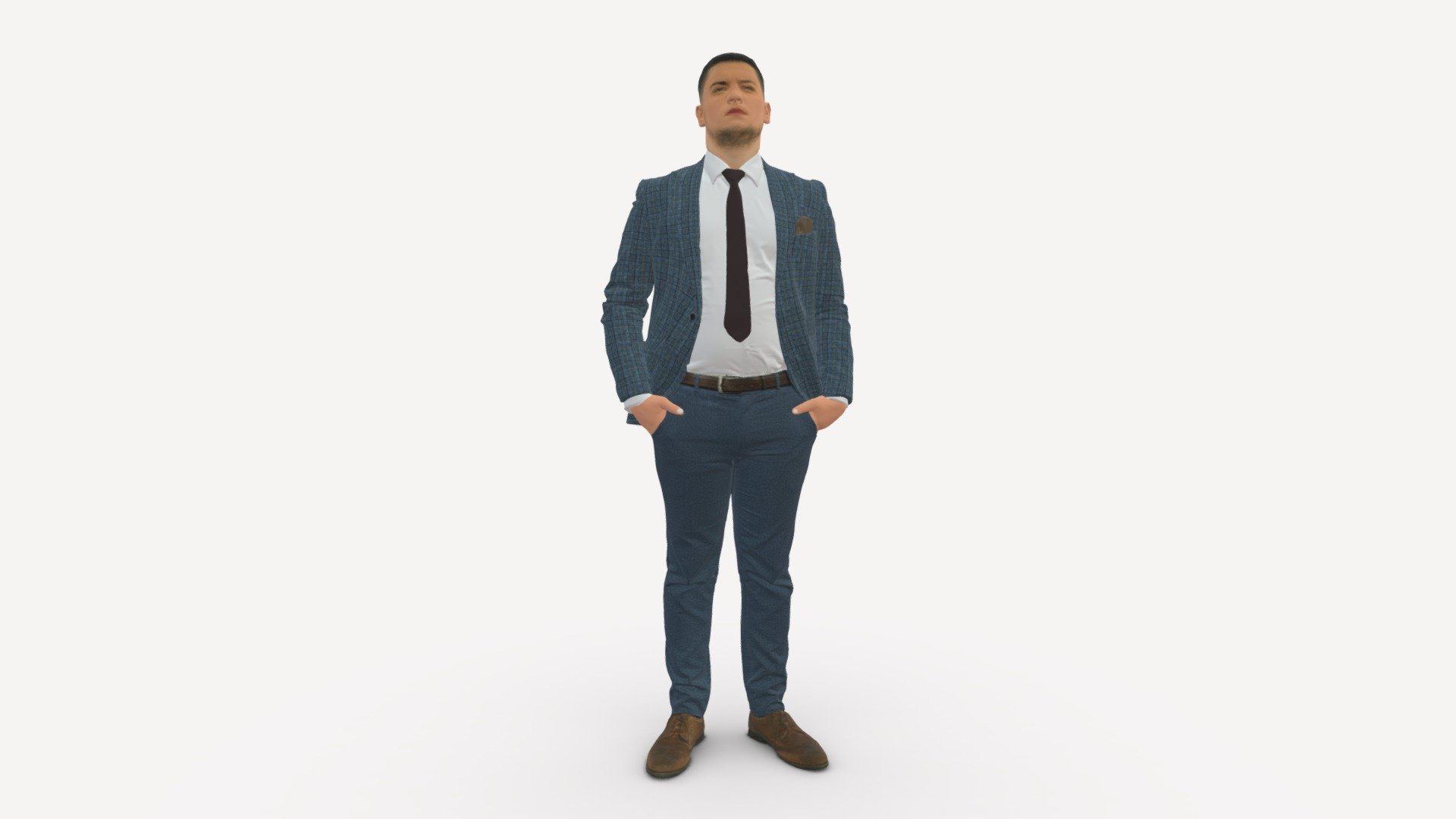 confused man in blue suit 1068 3d model