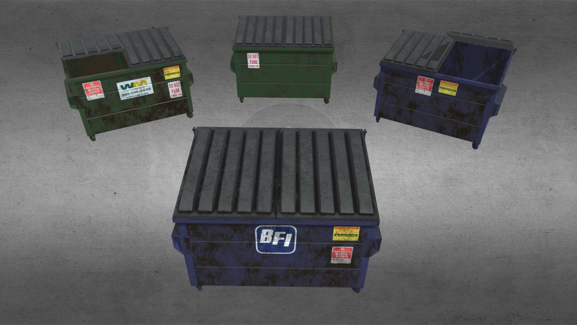 Dumpster (low-poly, game-ready) 3d model