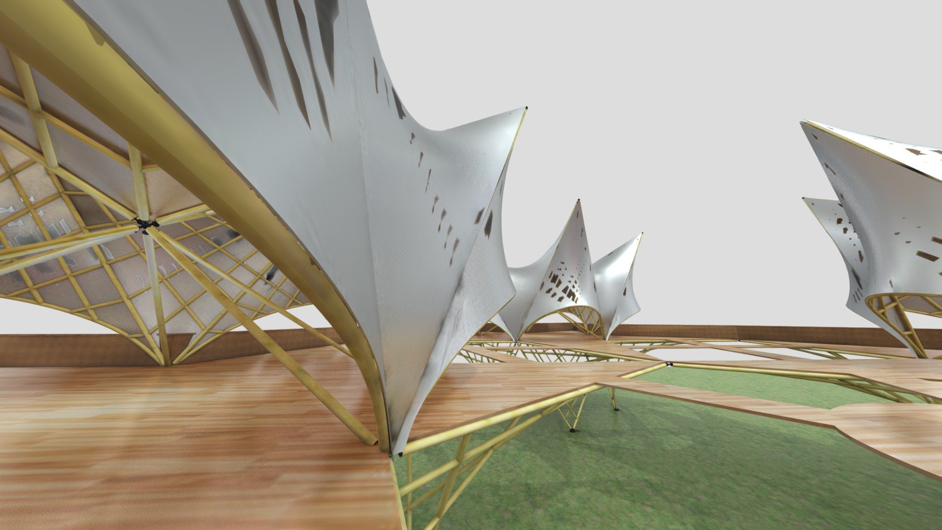 BAMBOO (GUADUA) CANOPY STELLATED Baked 3d model