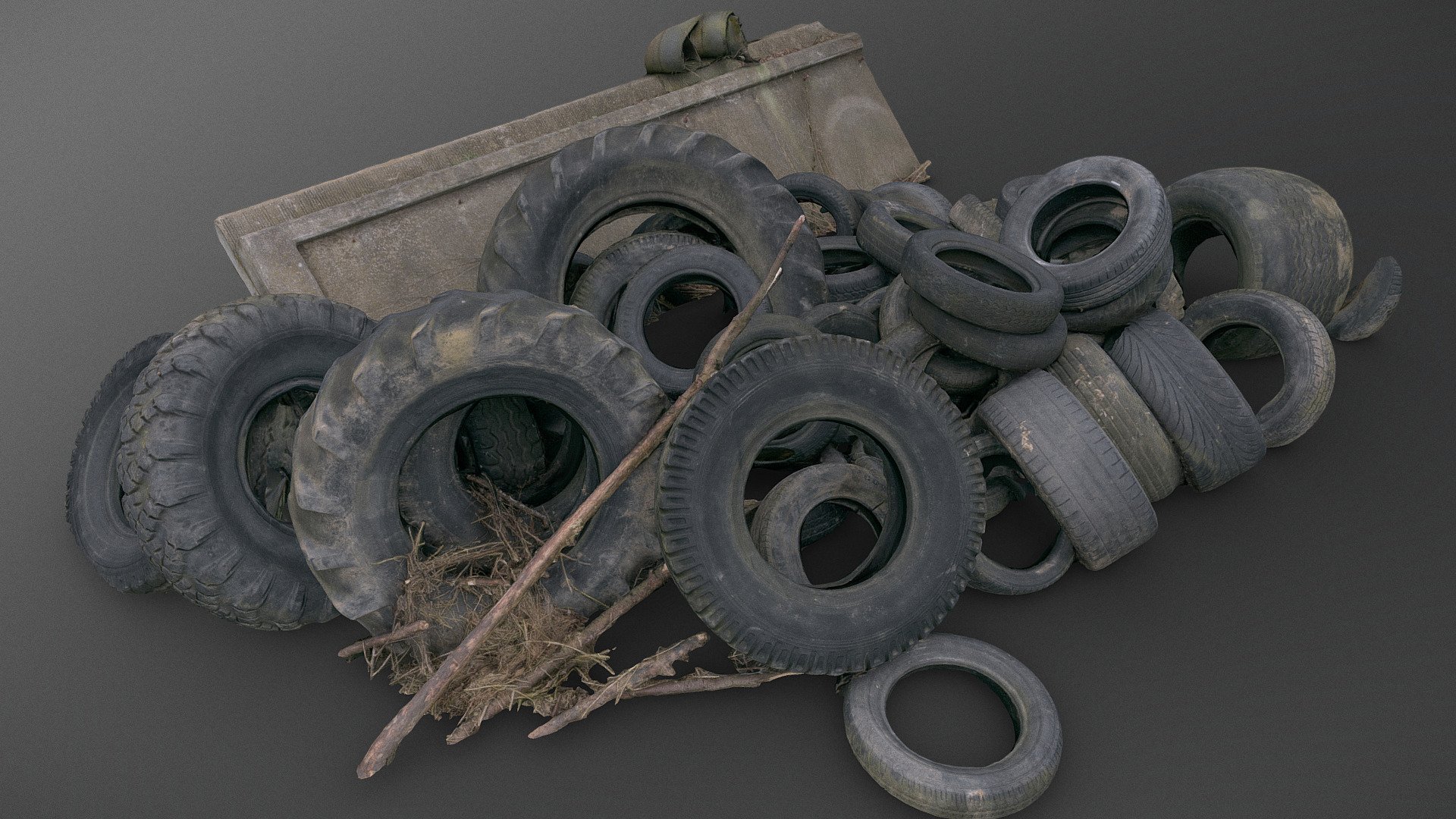 Tyres concrete heap 3d model