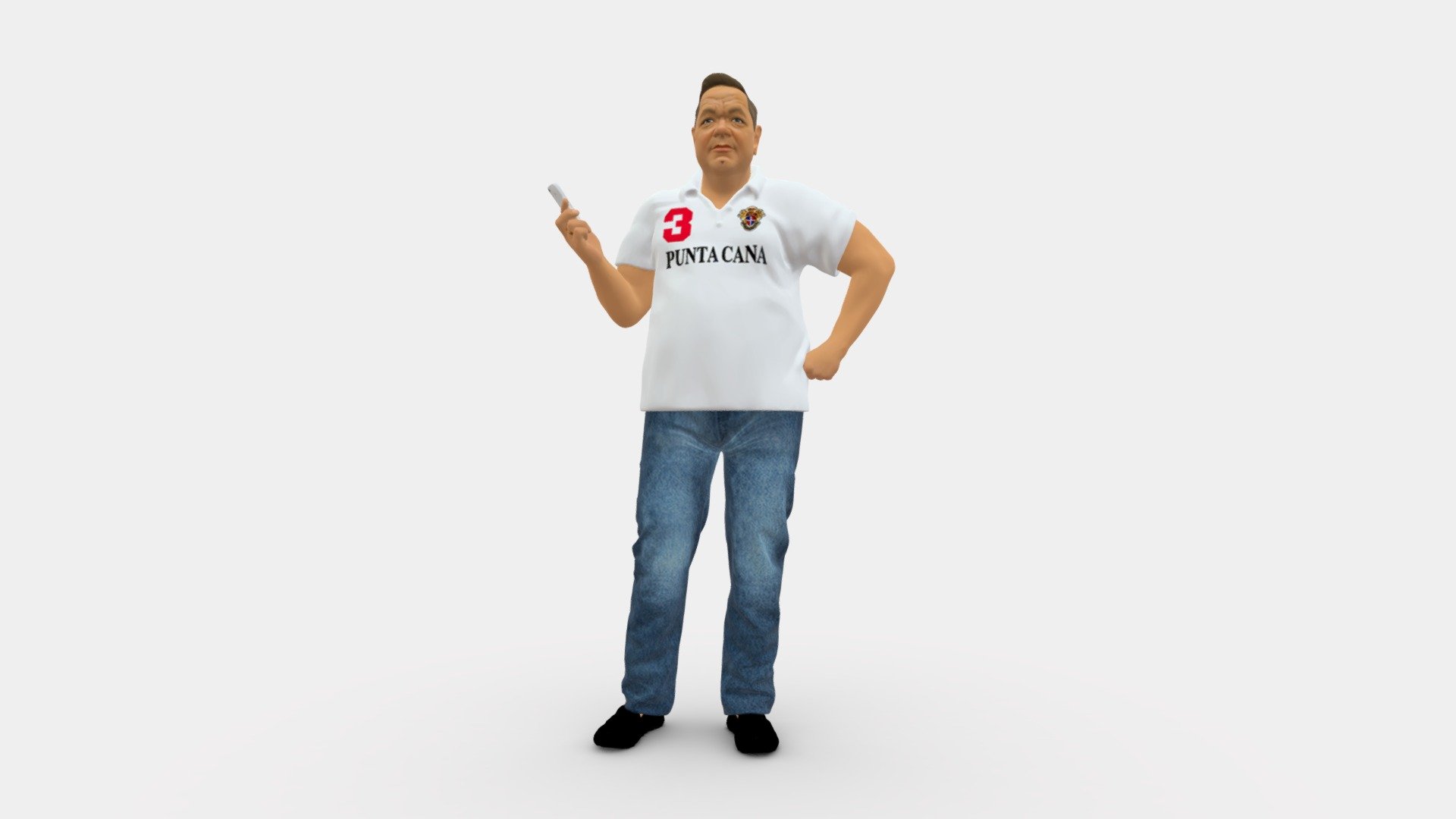 Man In T-shirt With Phone 0464 3d model