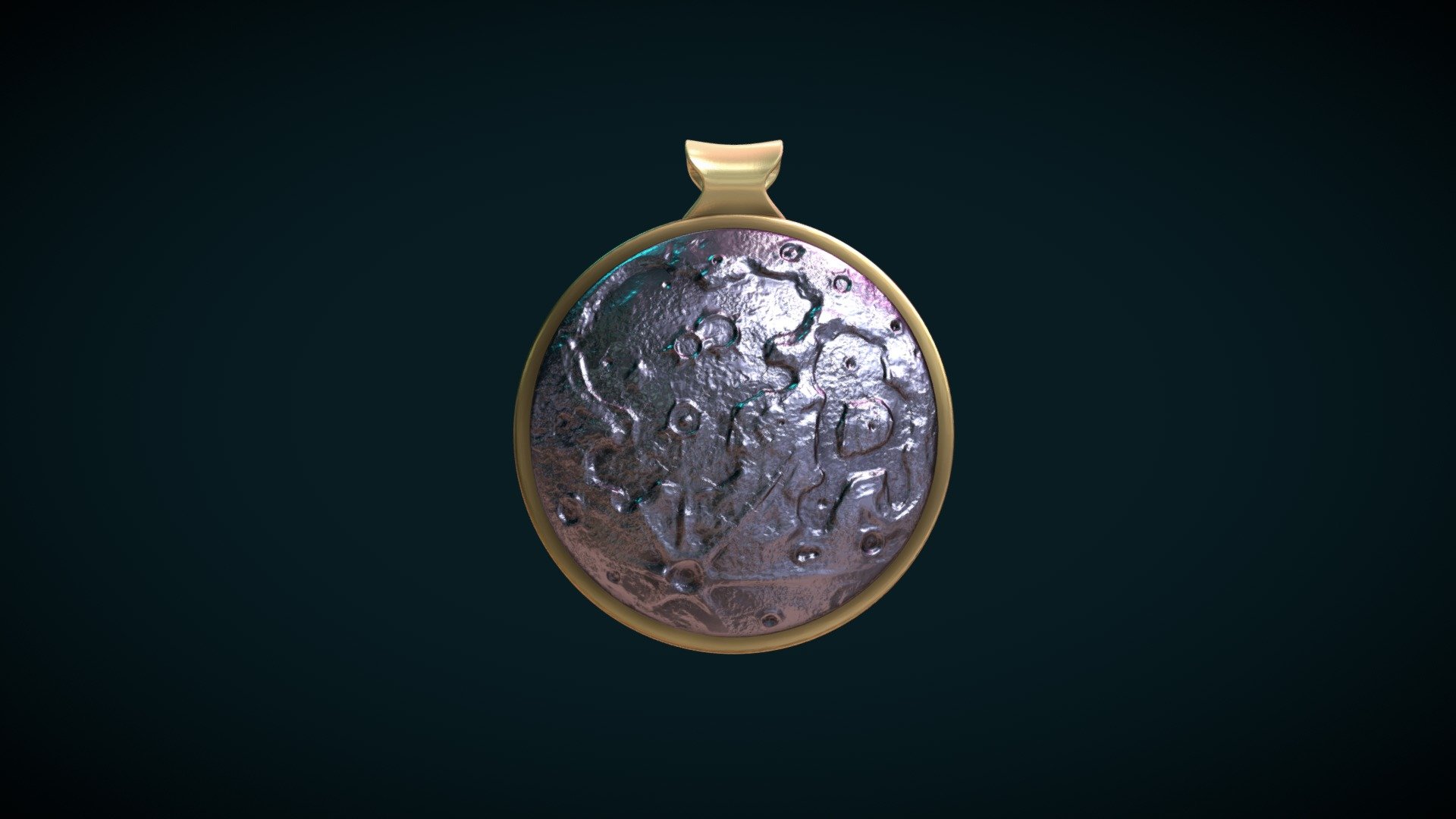 Moon Bas-Relief Pendant 3d model